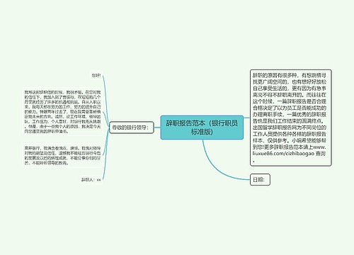 辞职报告范本（银行职员标准版)