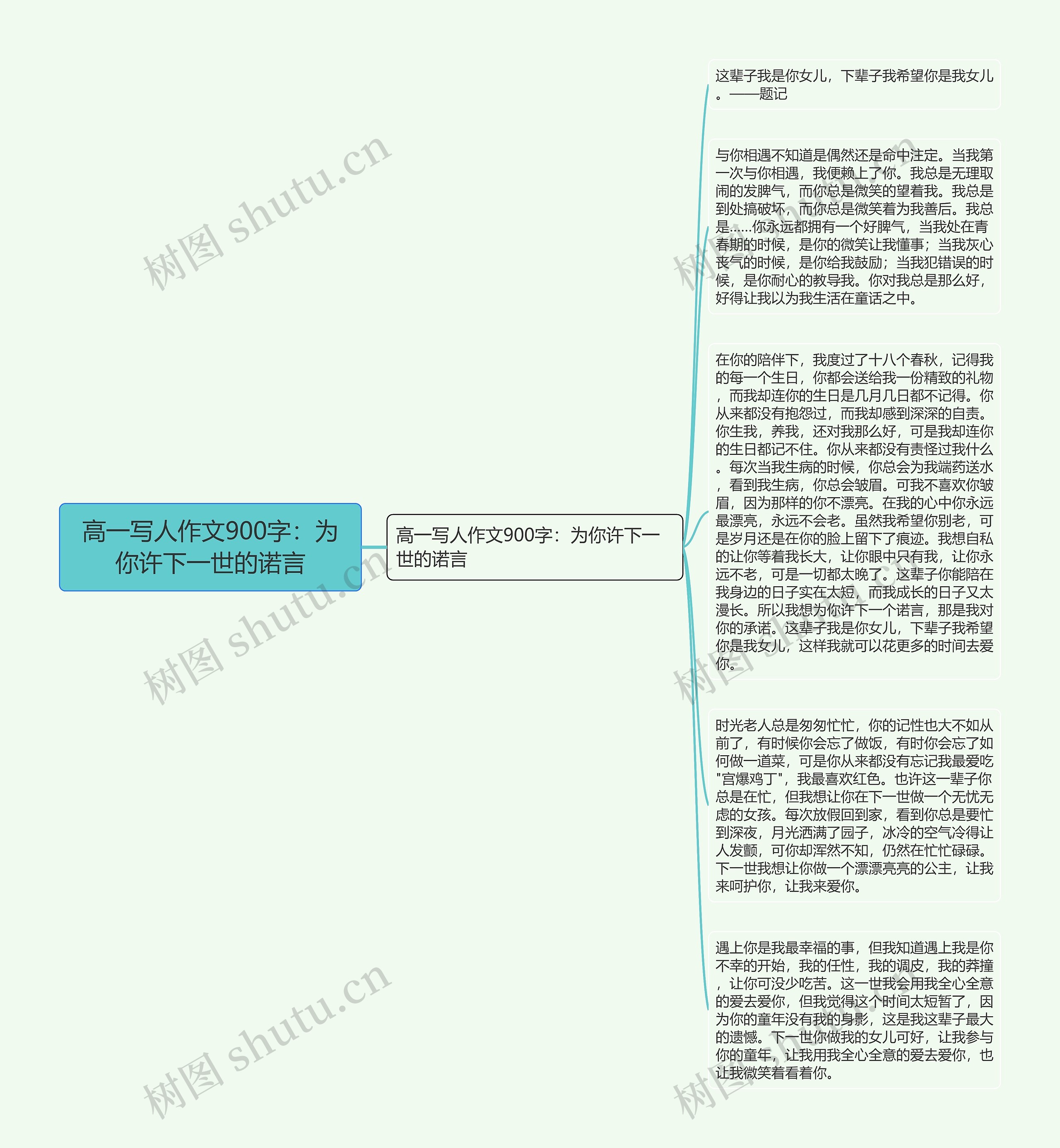 高一写人作文900字：为你许下一世的诺言思维导图