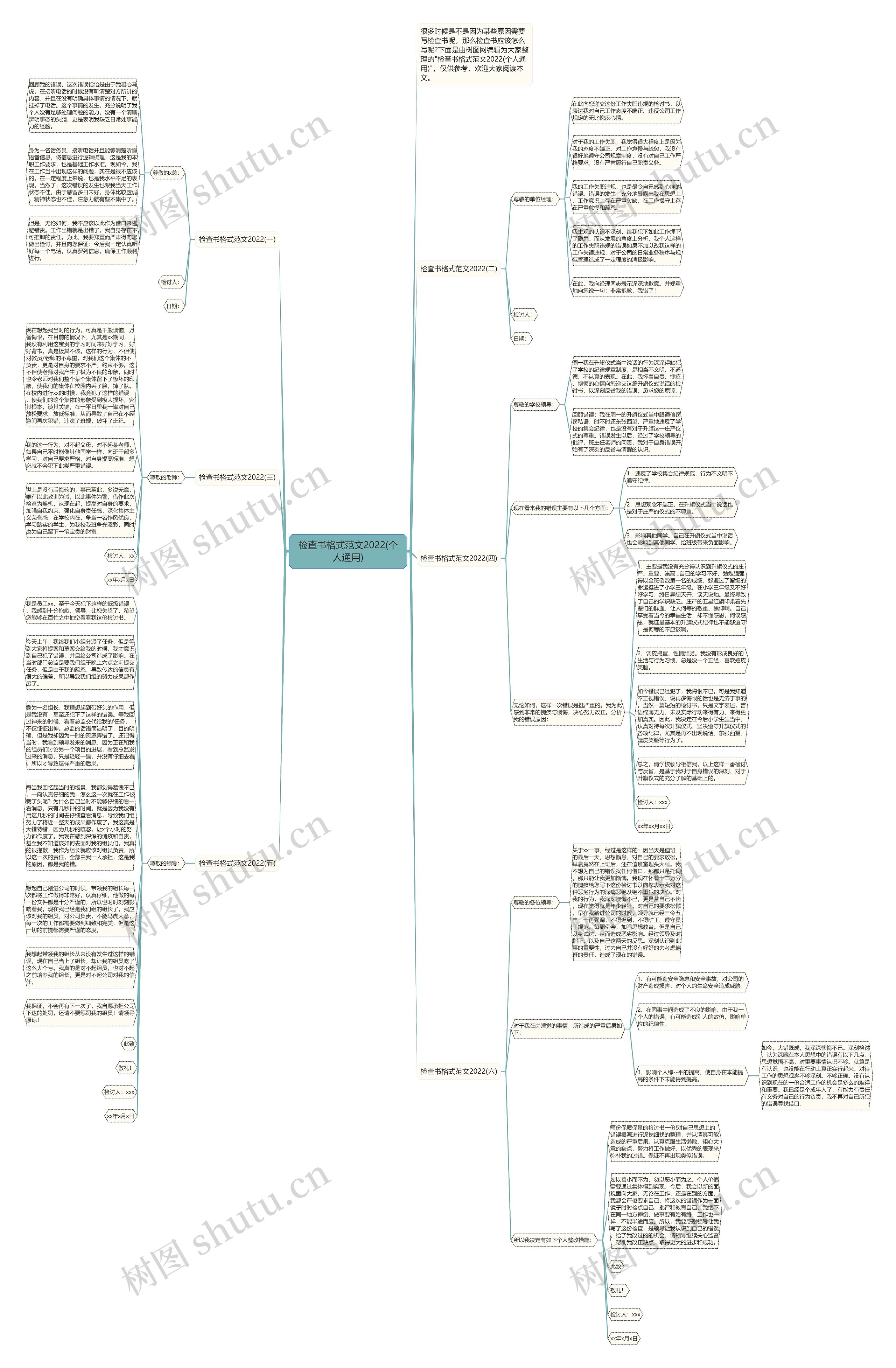 检查书格式范文2022(个人通用)思维导图