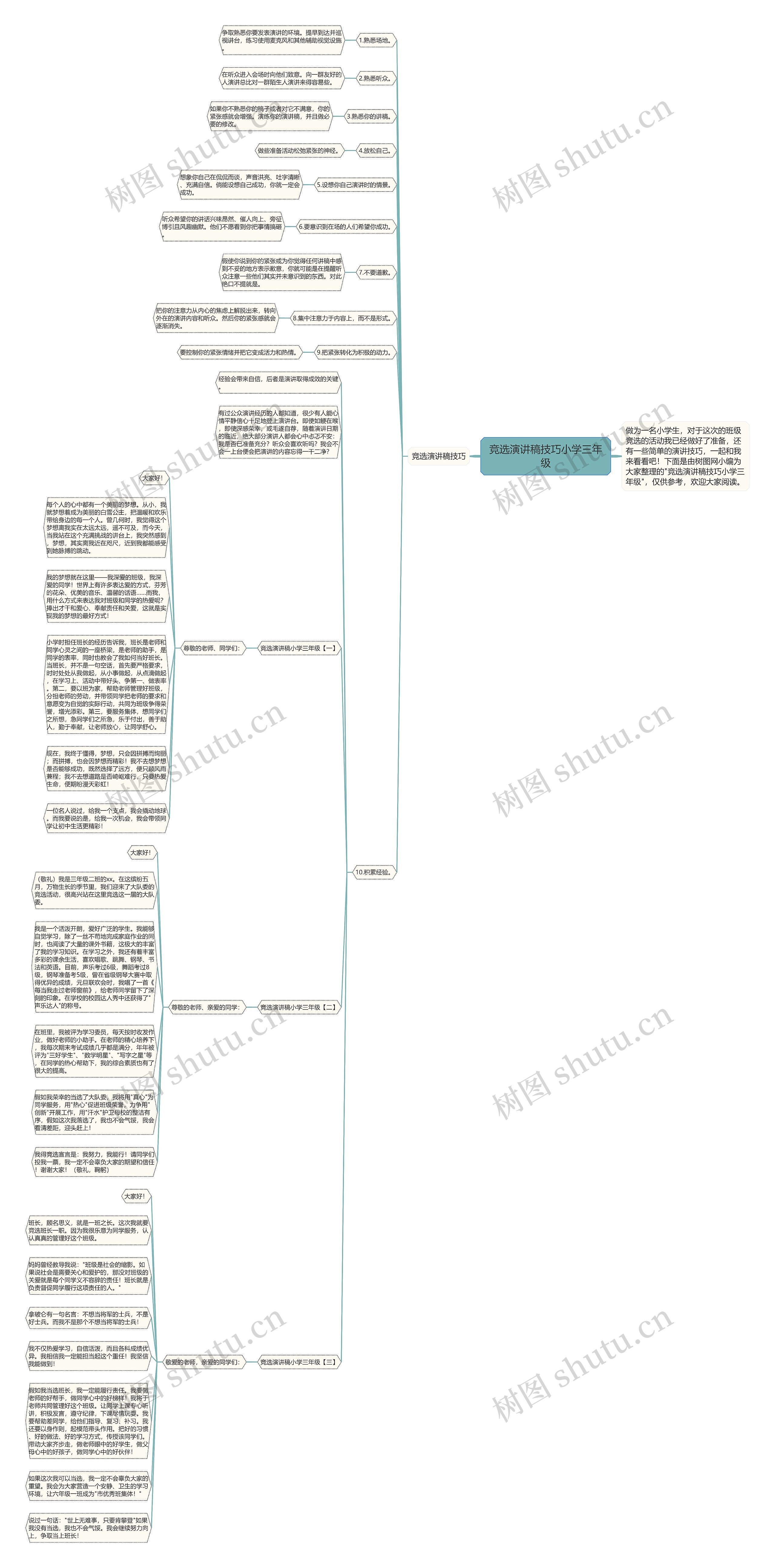 竞选演讲稿技巧小学三年级思维导图