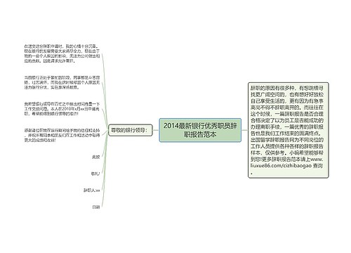 2014最新银行优秀职员辞职报告范本