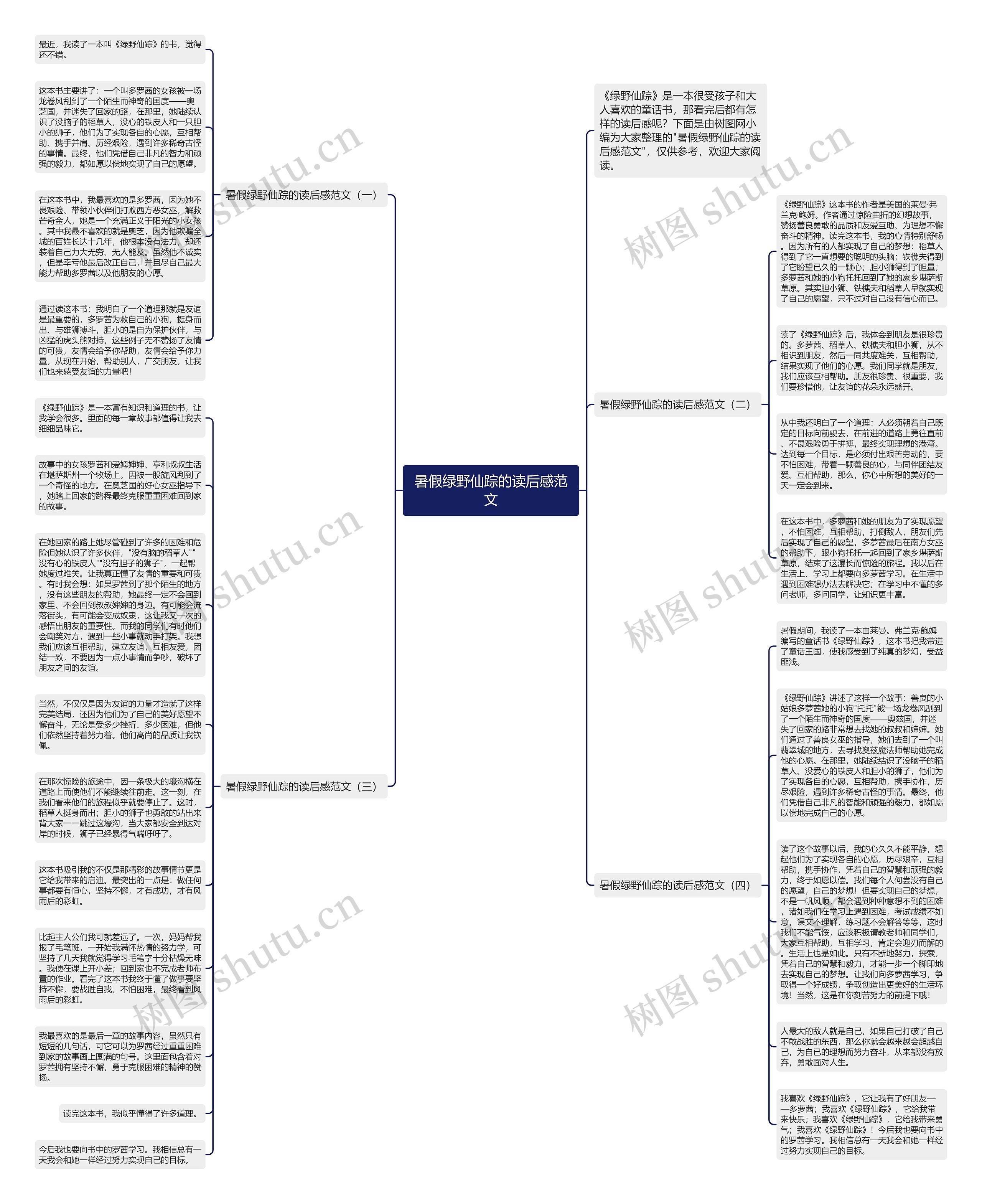 暑假绿野仙踪的读后感范文思维导图
