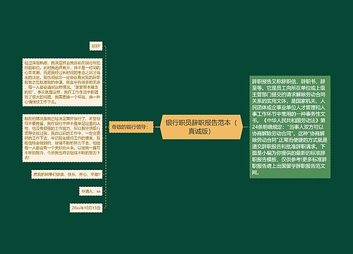 银行职员辞职报告范本（真诚版）