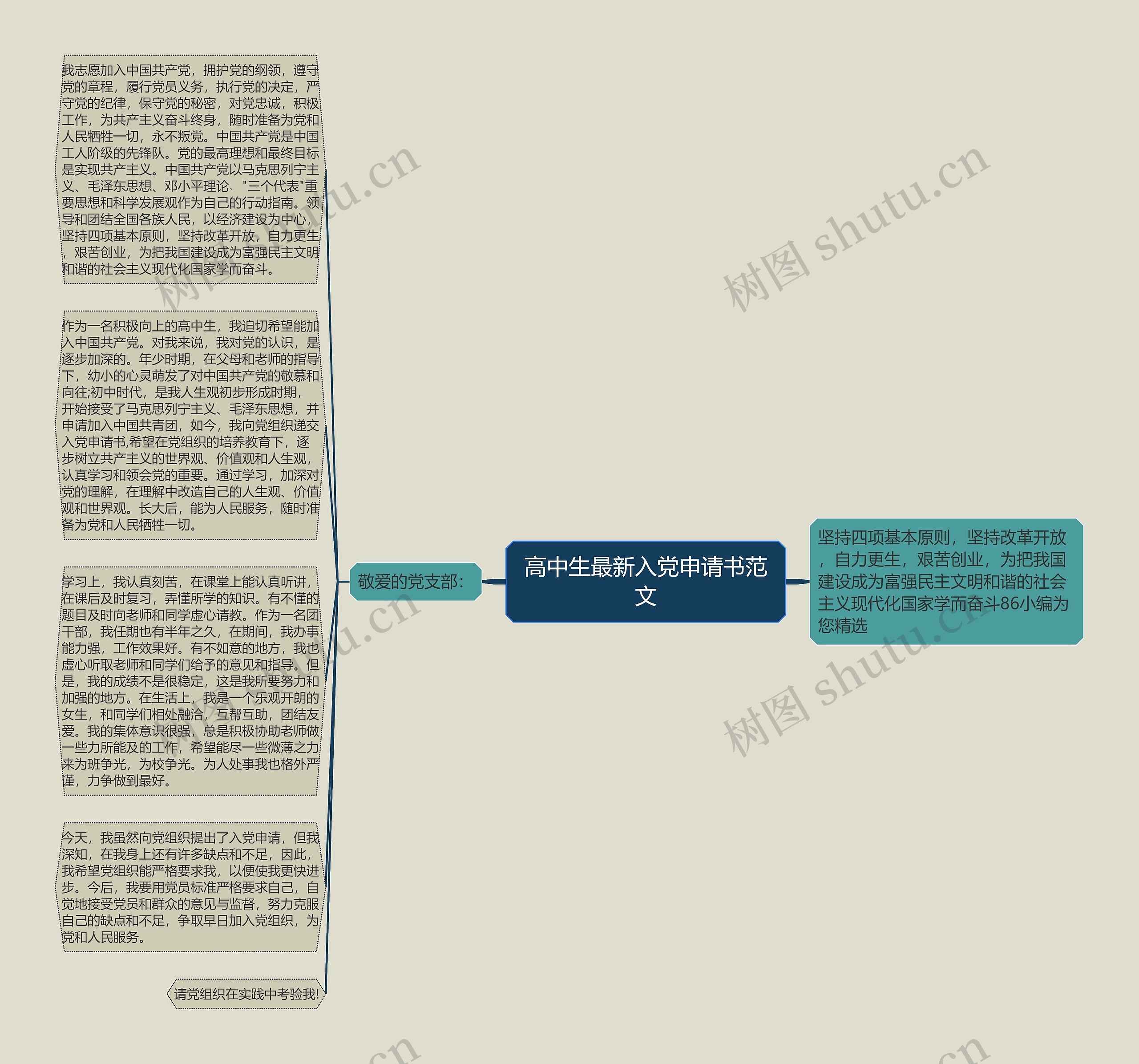 高中生最新入党申请书范文思维导图