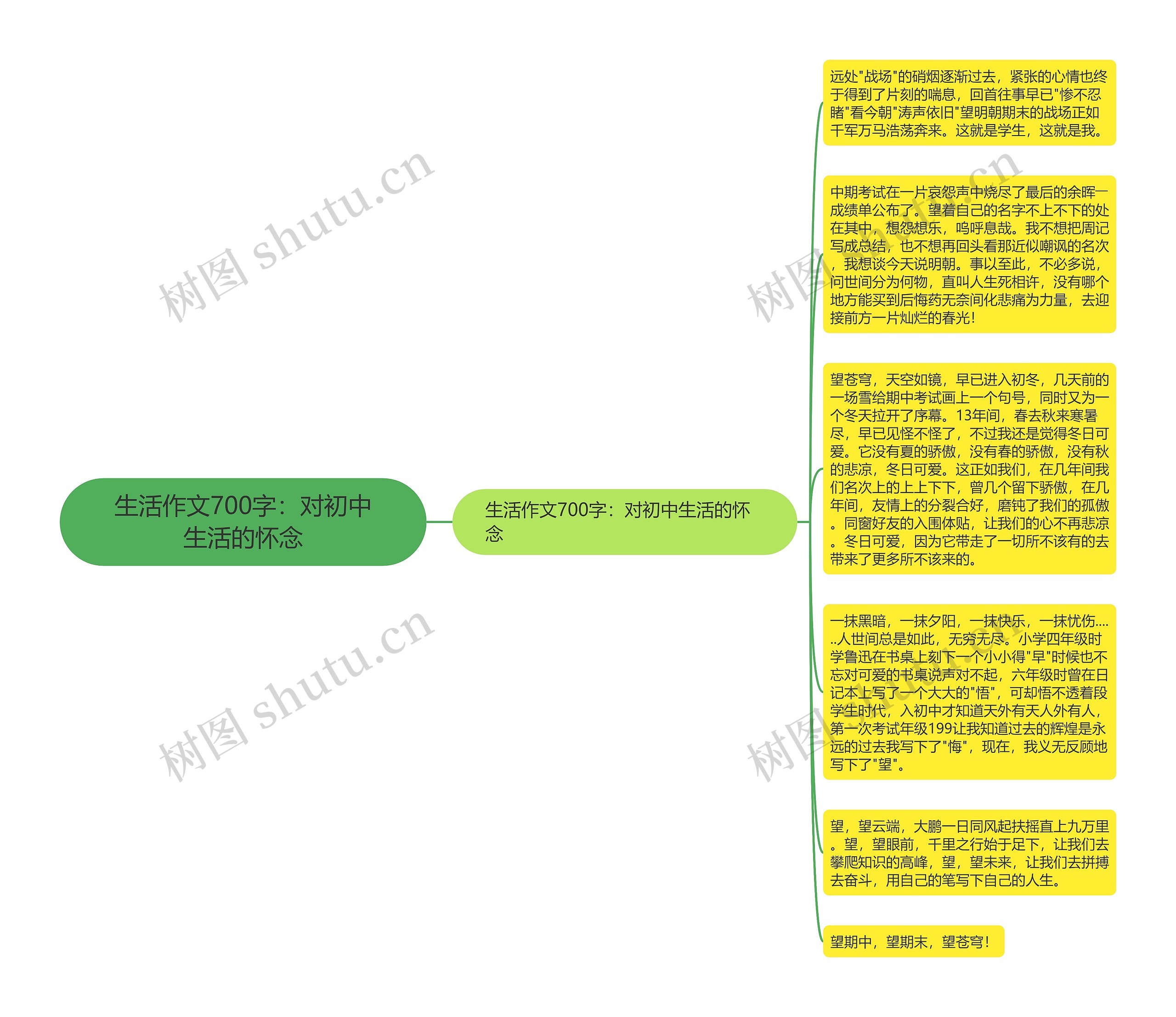 生活作文700字：对初中生活的怀念思维导图