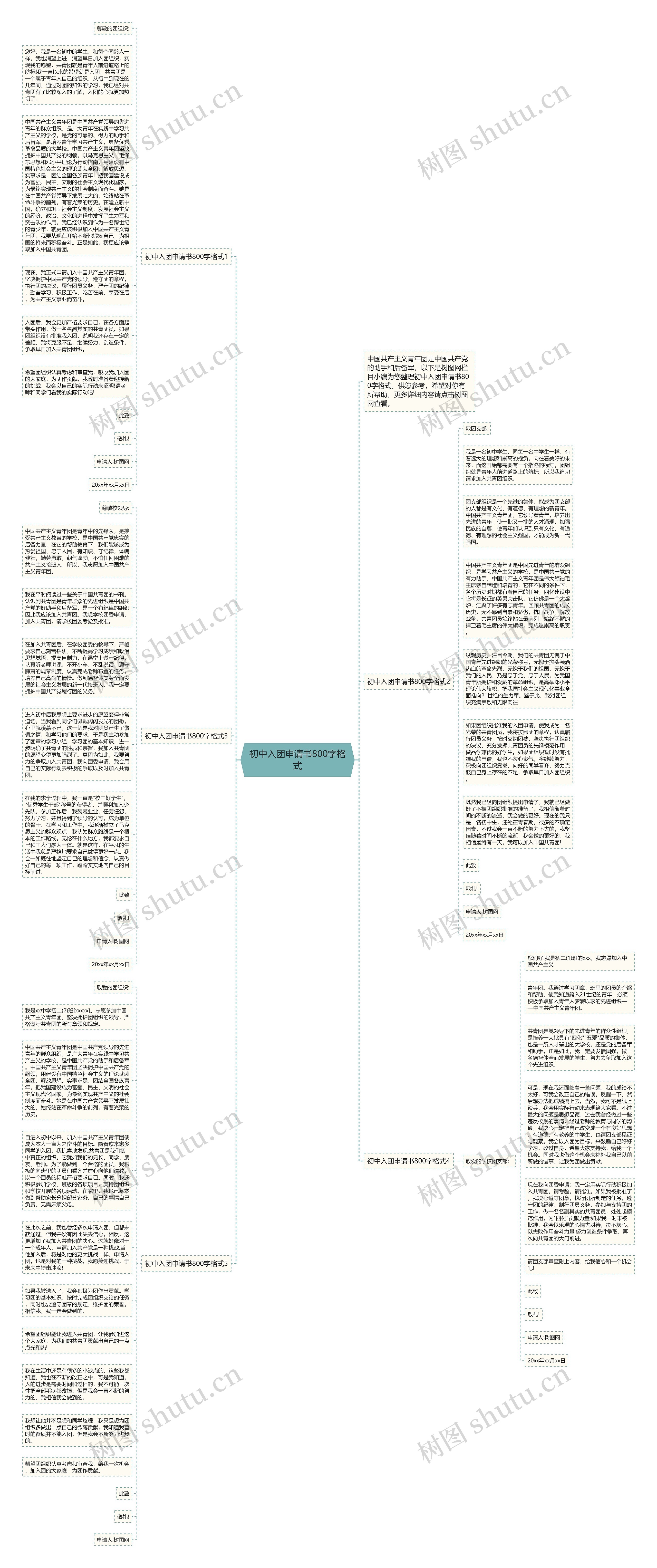 初中入团申请书800字格式思维导图