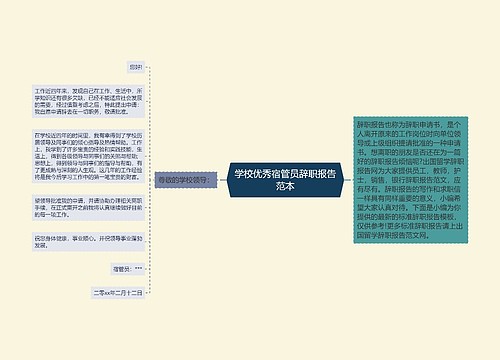 学校优秀宿管员辞职报告范本