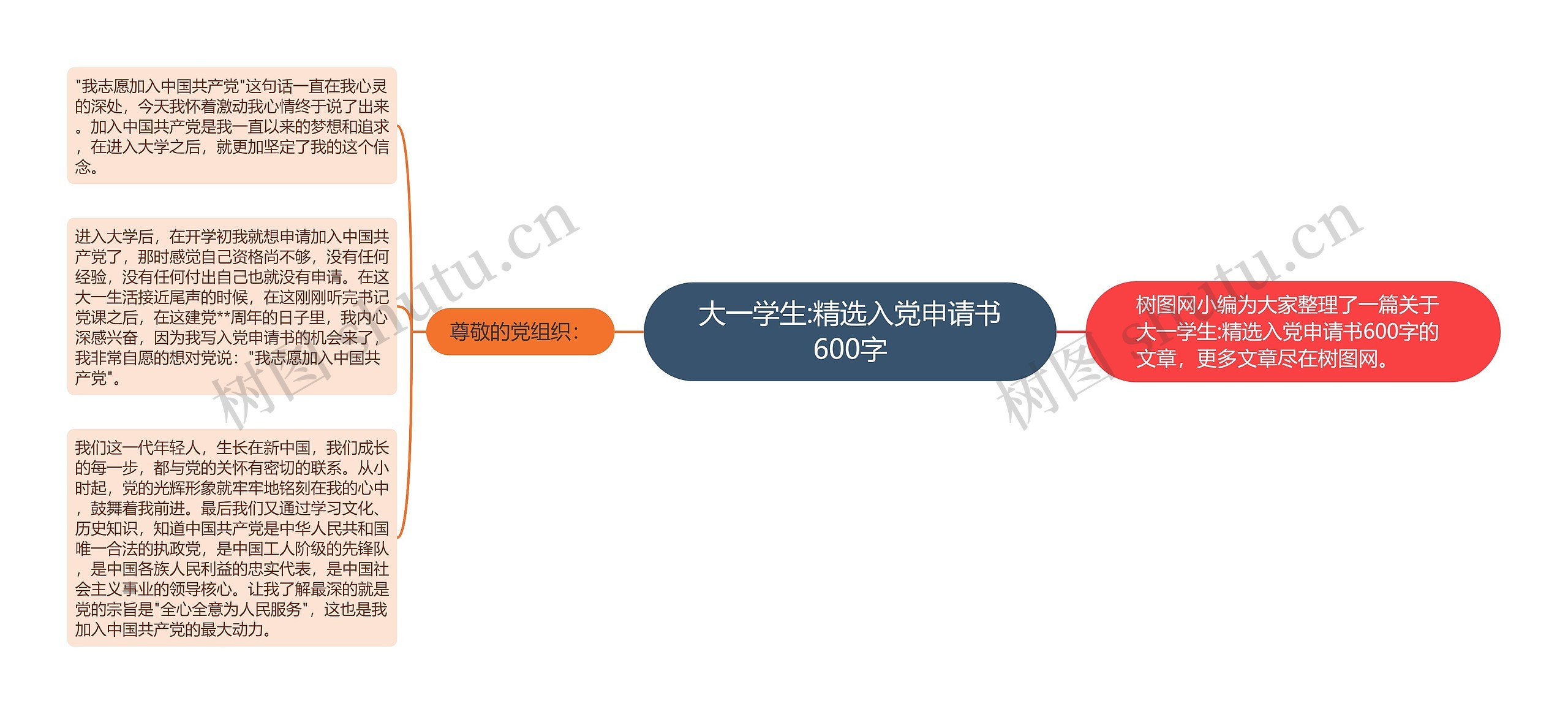 大一学生:精选入党申请书600字思维导图