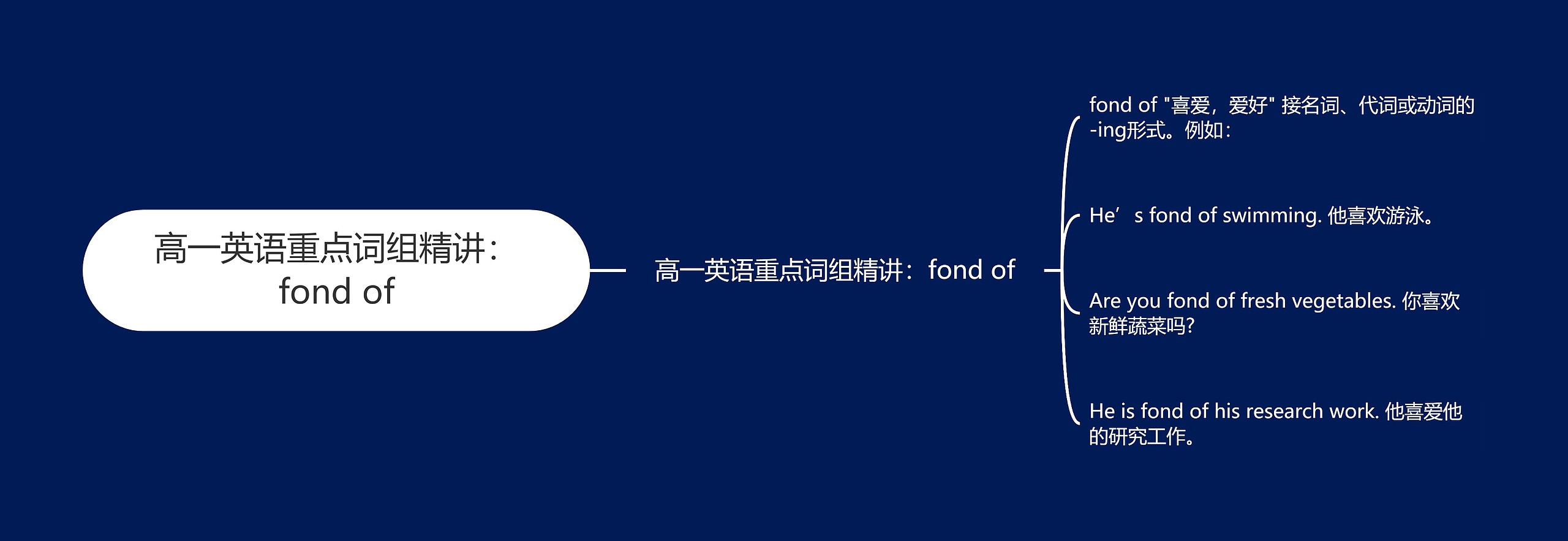 高一英语重点词组精讲：fond of思维导图