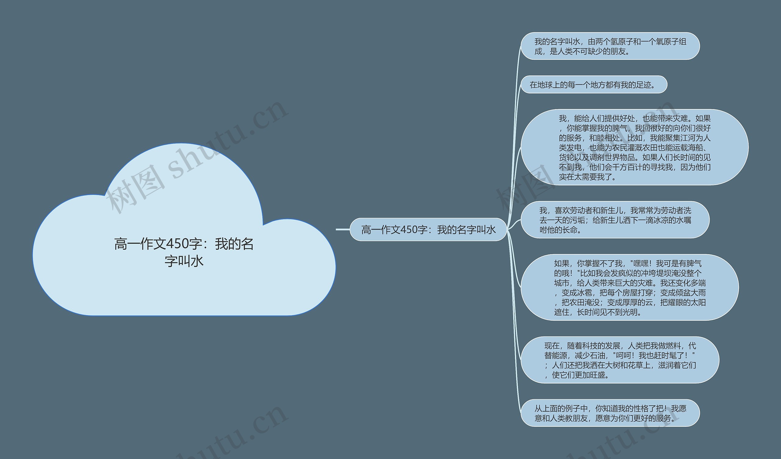 高一作文450字：我的名字叫水思维导图