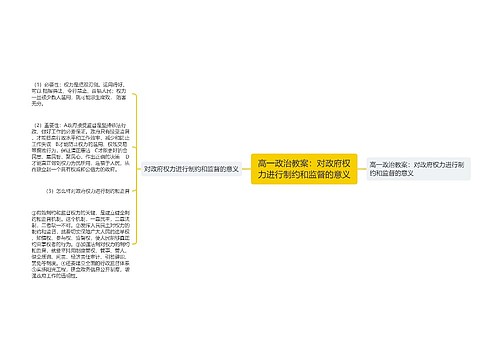 高一政治教案：对政府权力进行制约和监督的意义