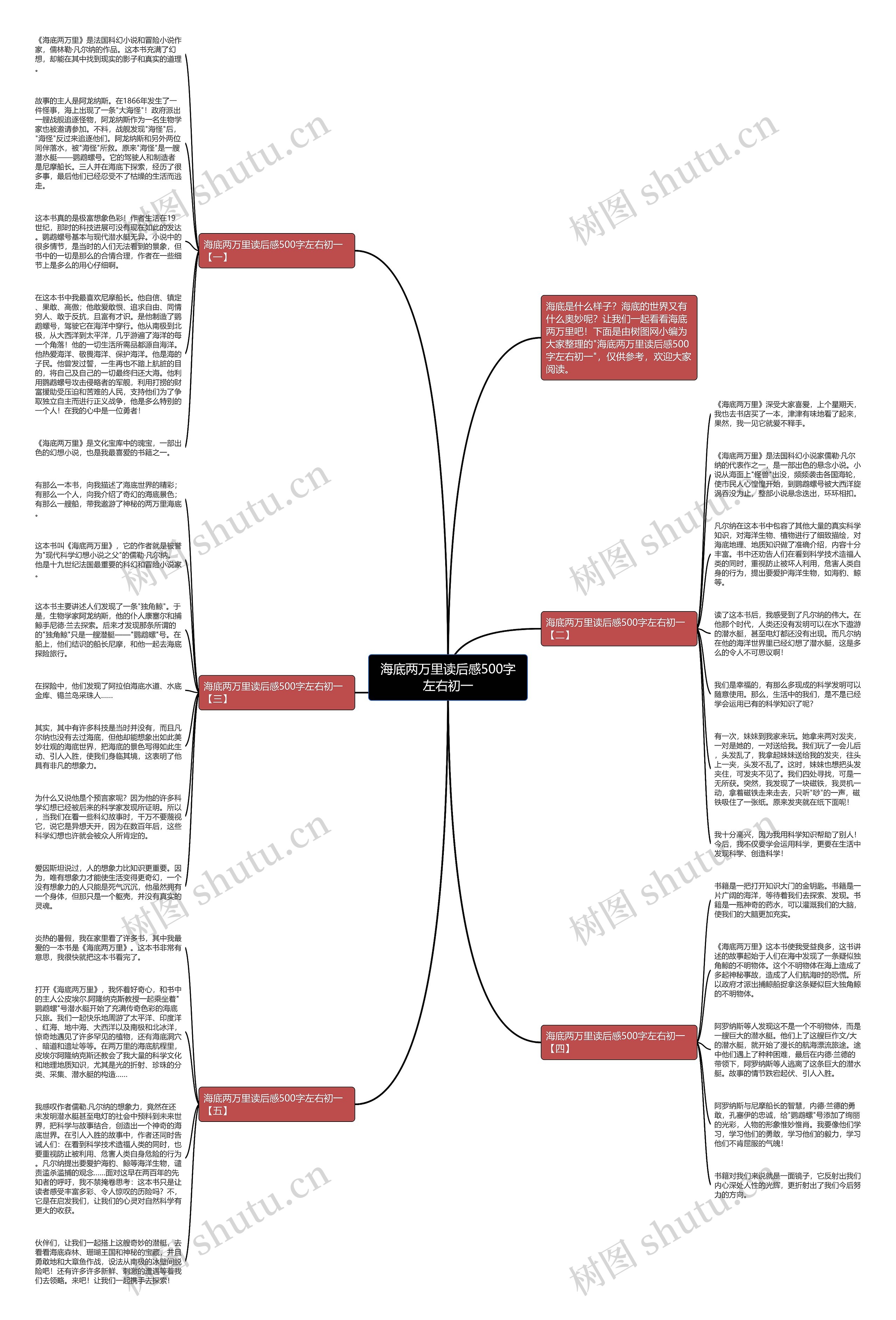 海底两万里读后感500字左右初一思维导图