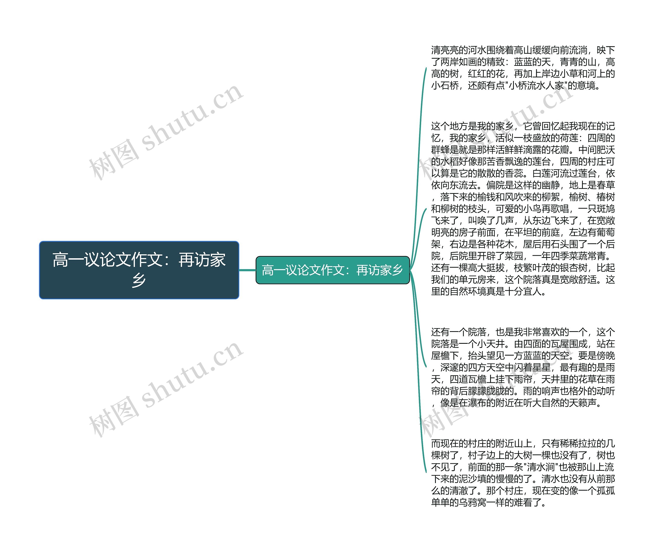 高一议论文作文：再访家乡思维导图