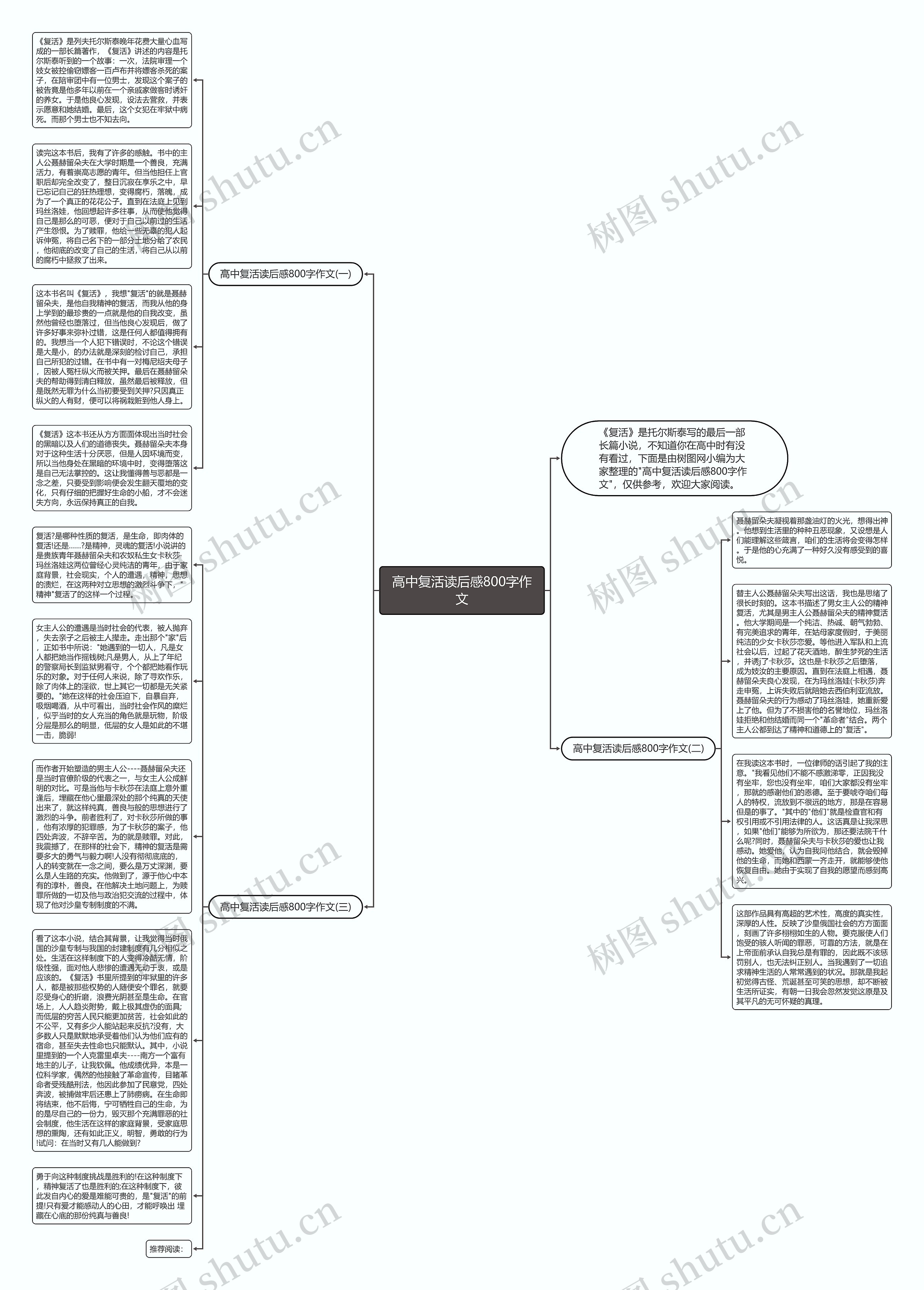 高中复活读后感800字作文思维导图