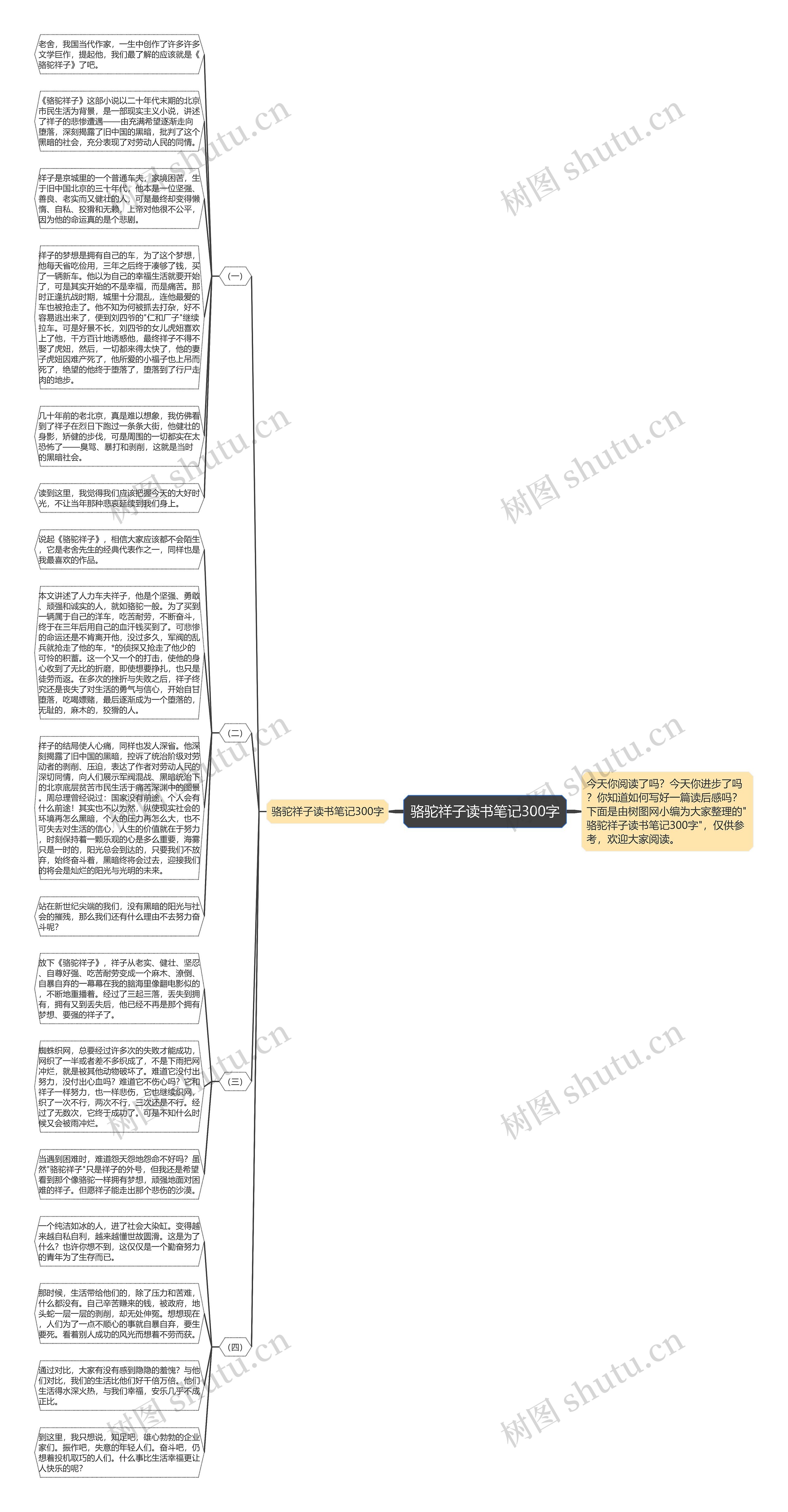 骆驼祥子读书笔记300字思维导图