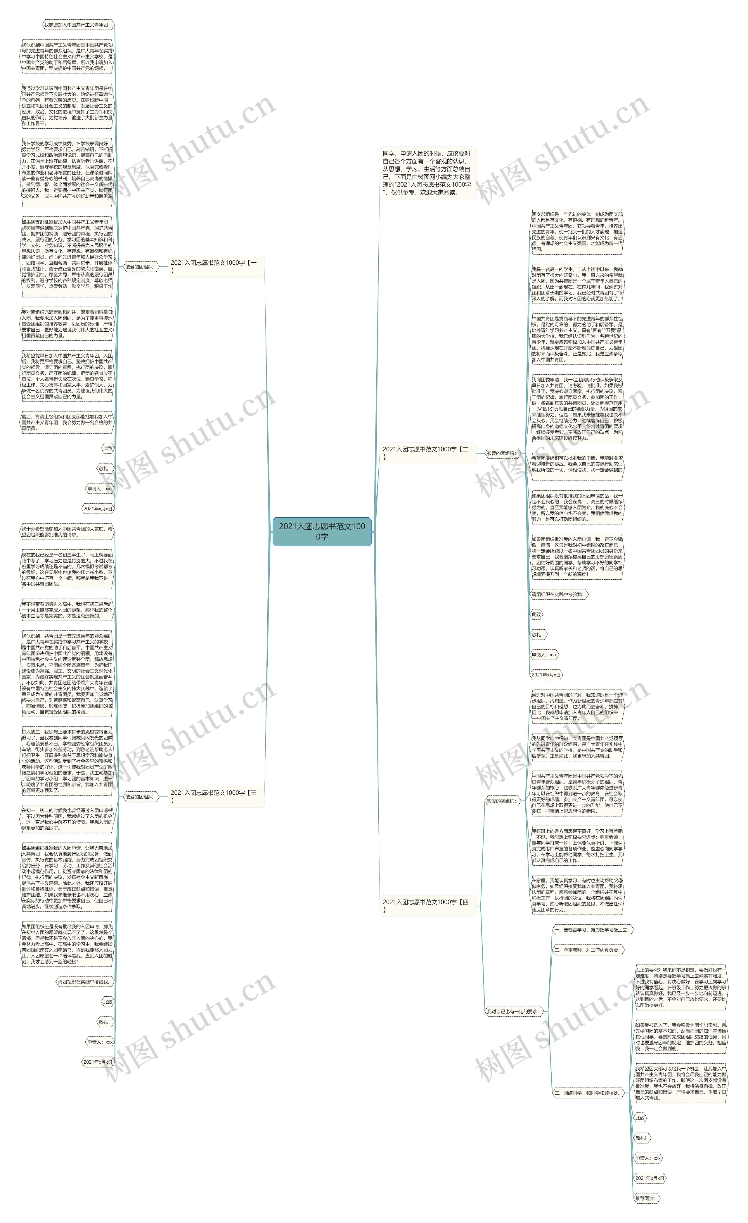 2021入团志愿书范文1000字思维导图