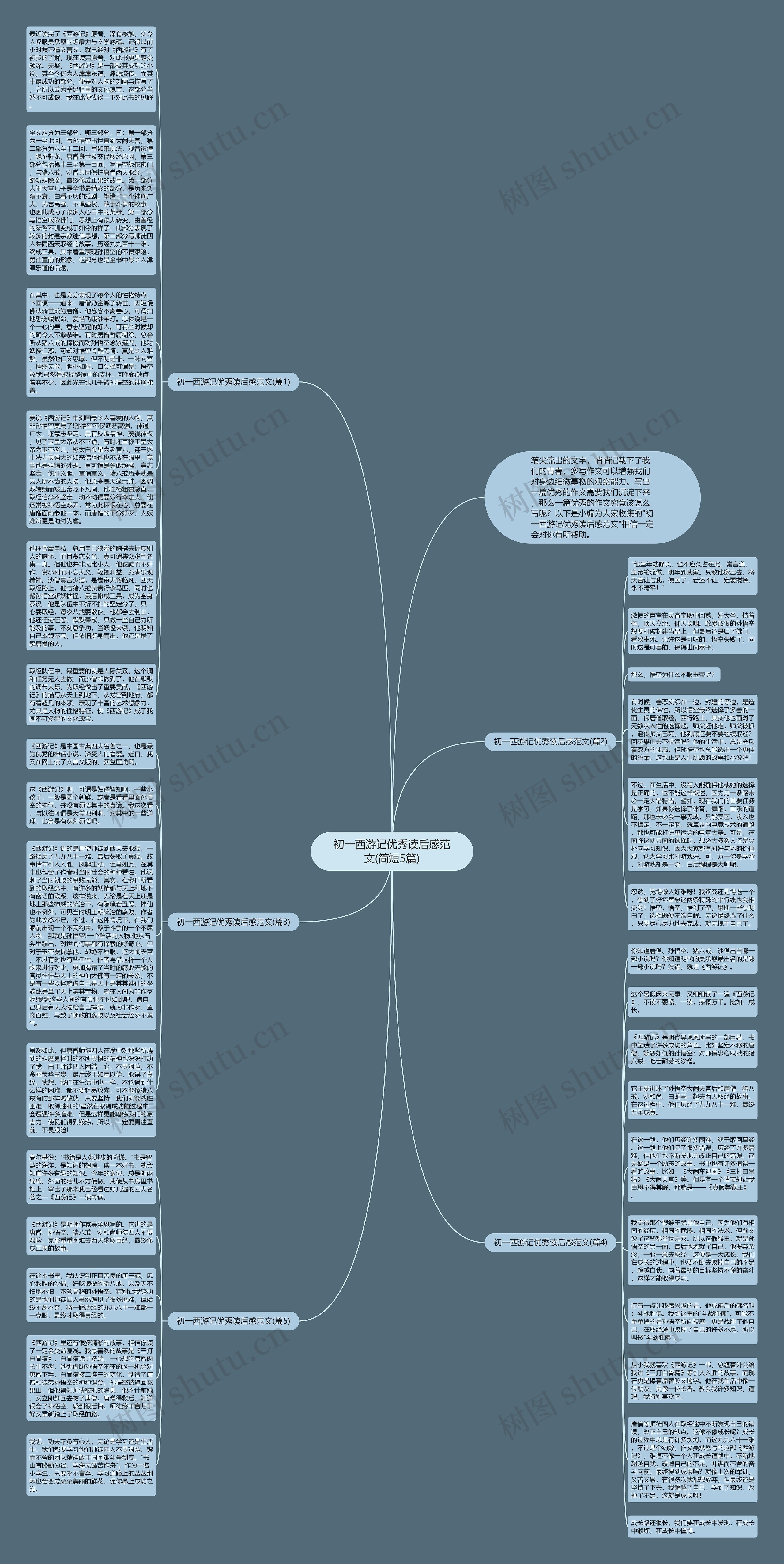 初一西游记优秀读后感范文(简短5篇)思维导图