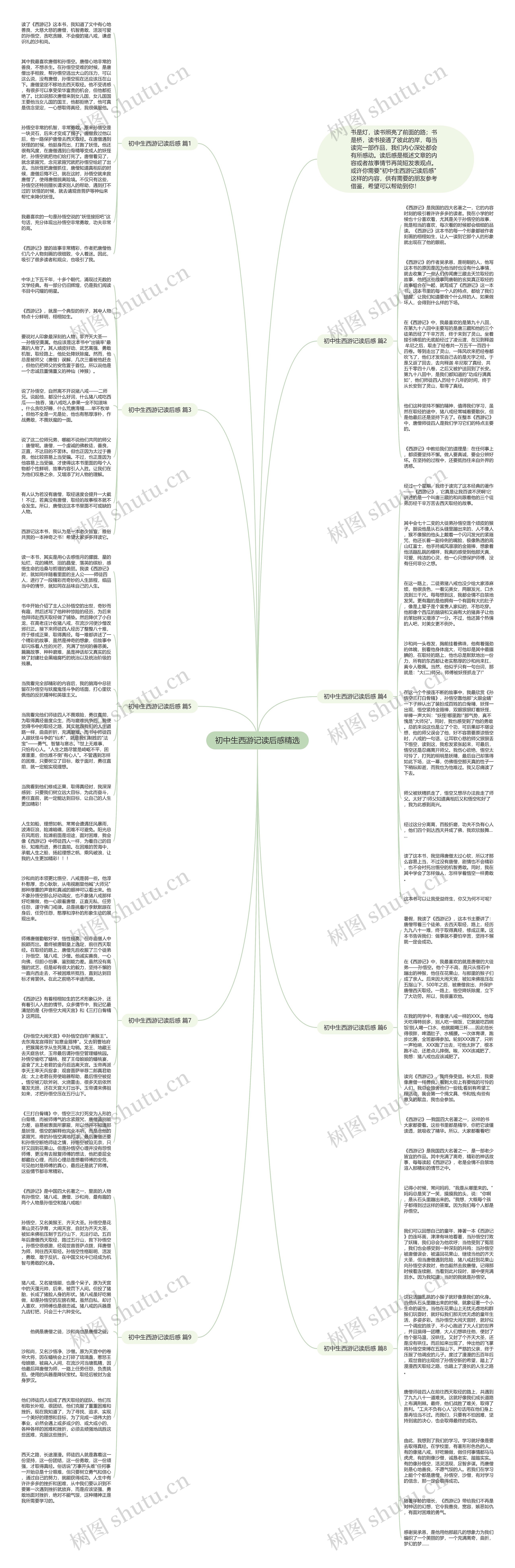 初中生西游记读后感精选思维导图