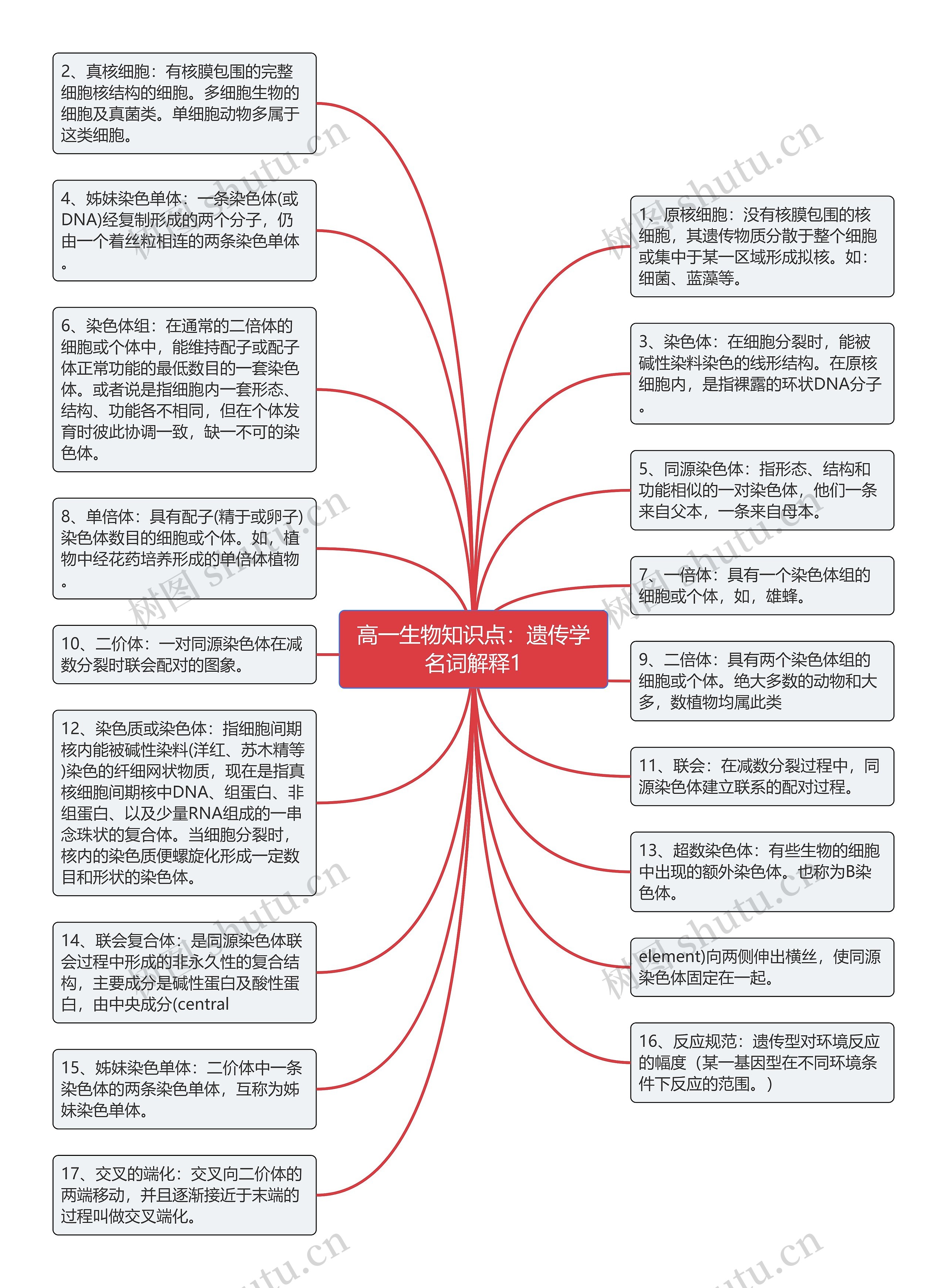 高一生物知识点：遗传学名词解释1思维导图