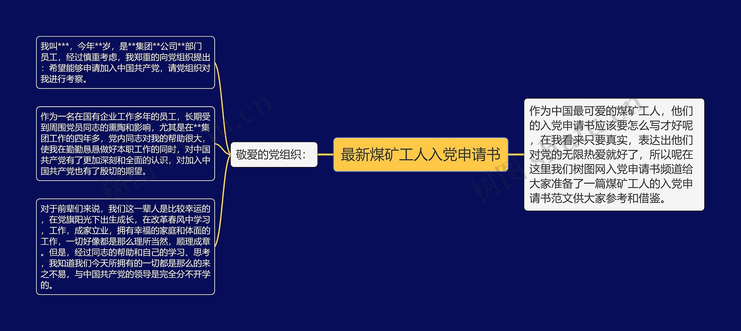 最新煤矿工人入党申请书思维导图