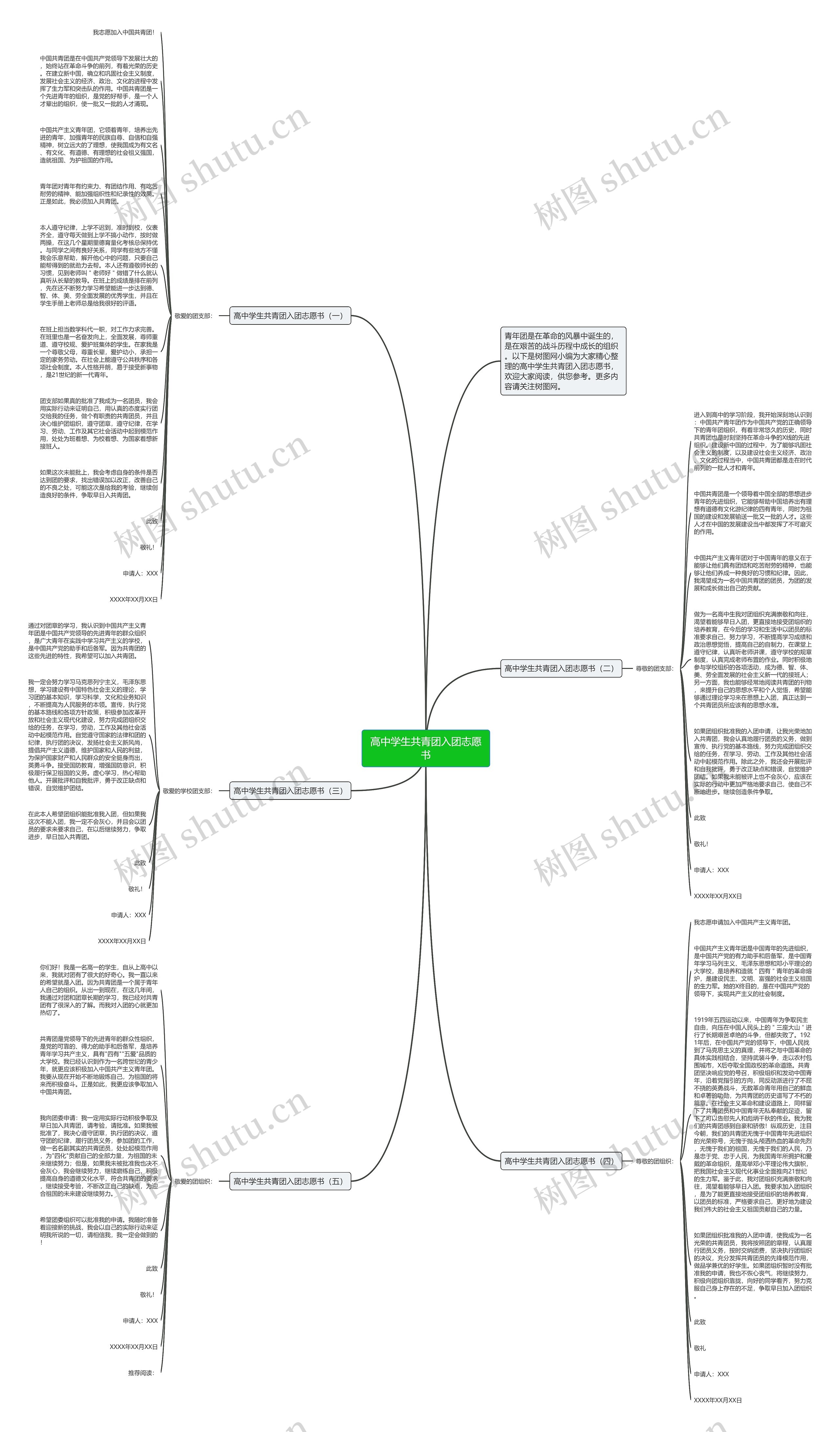 高中学生共青团入团志愿书思维导图