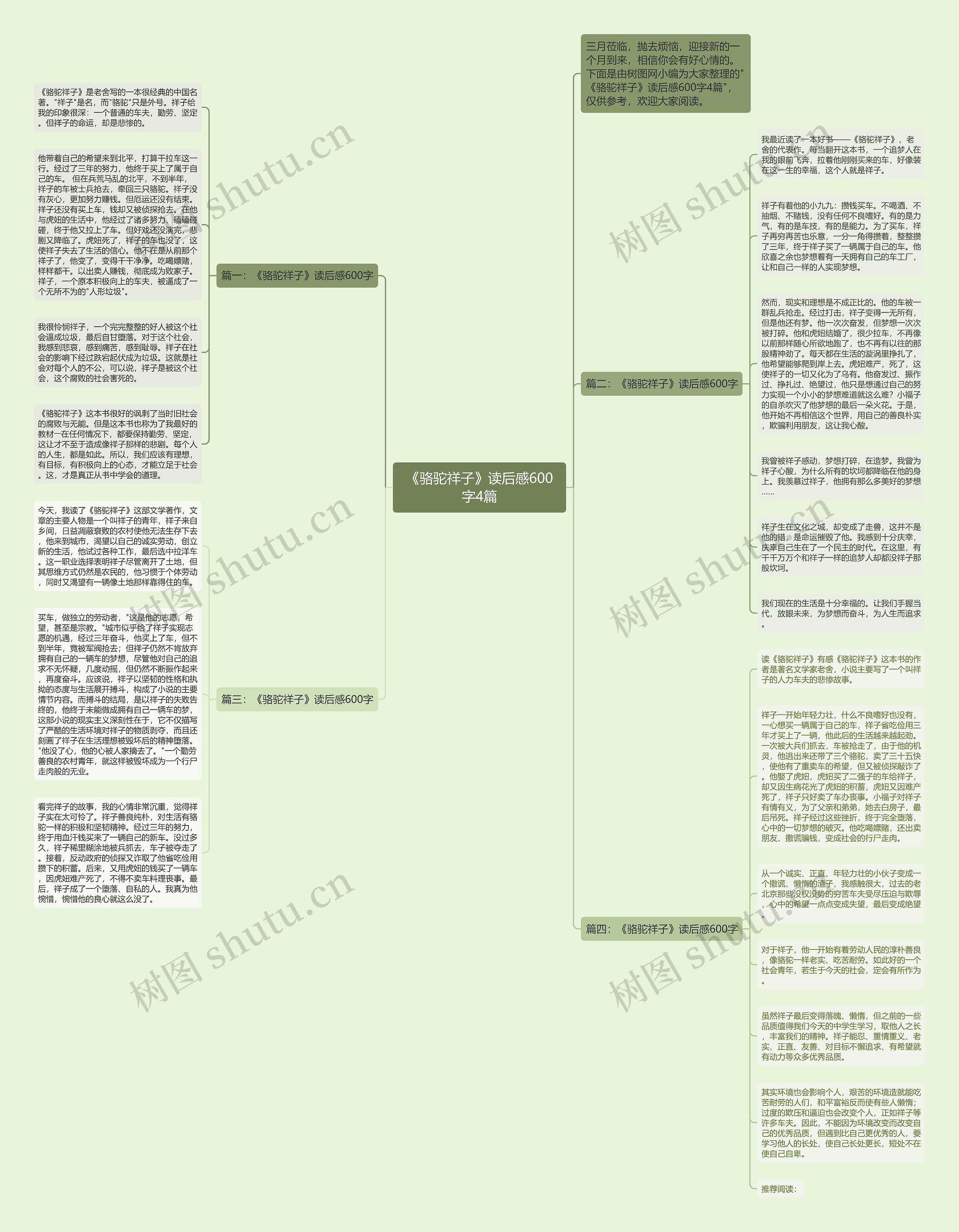 《骆驼祥子》读后感600字4篇思维导图
