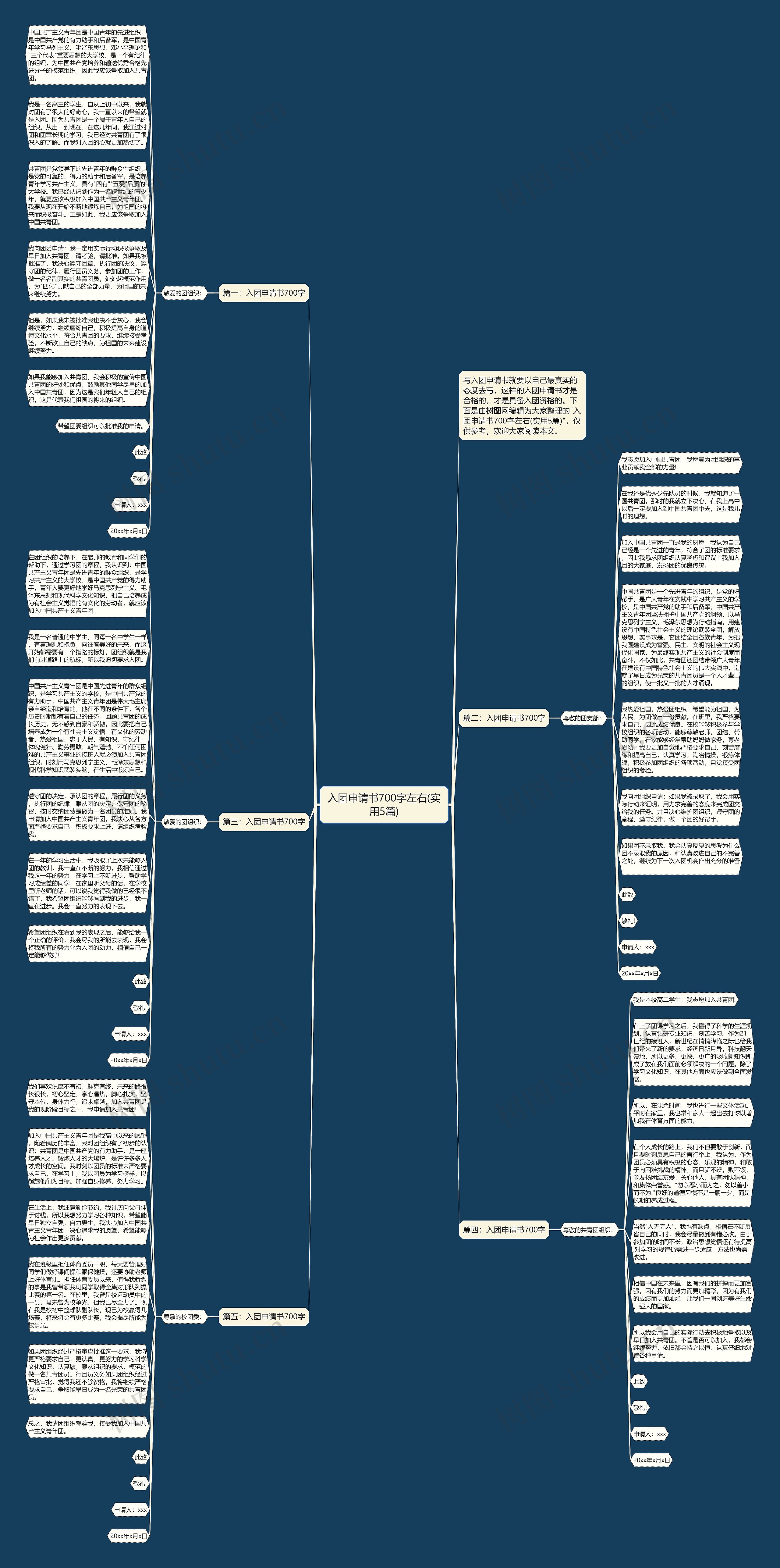 入团申请书700字左右(实用5篇)思维导图