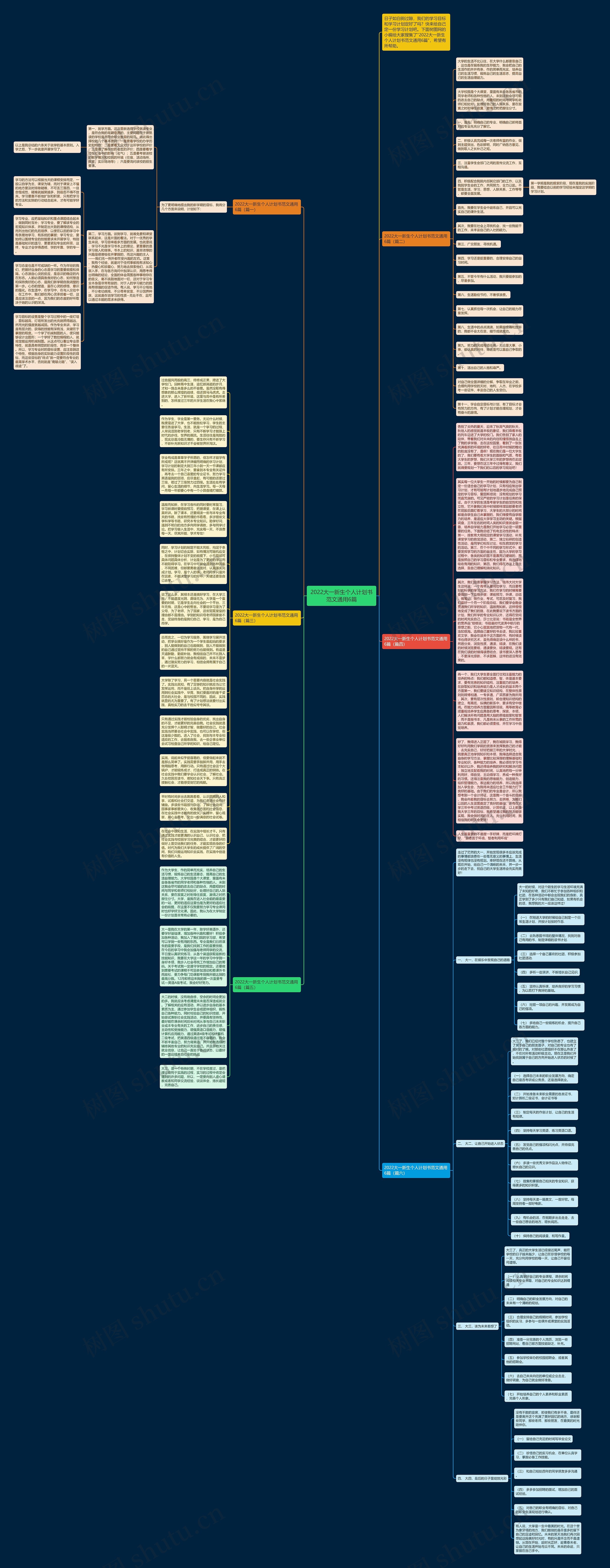 2022大一新生个人计划书范文通用6篇思维导图