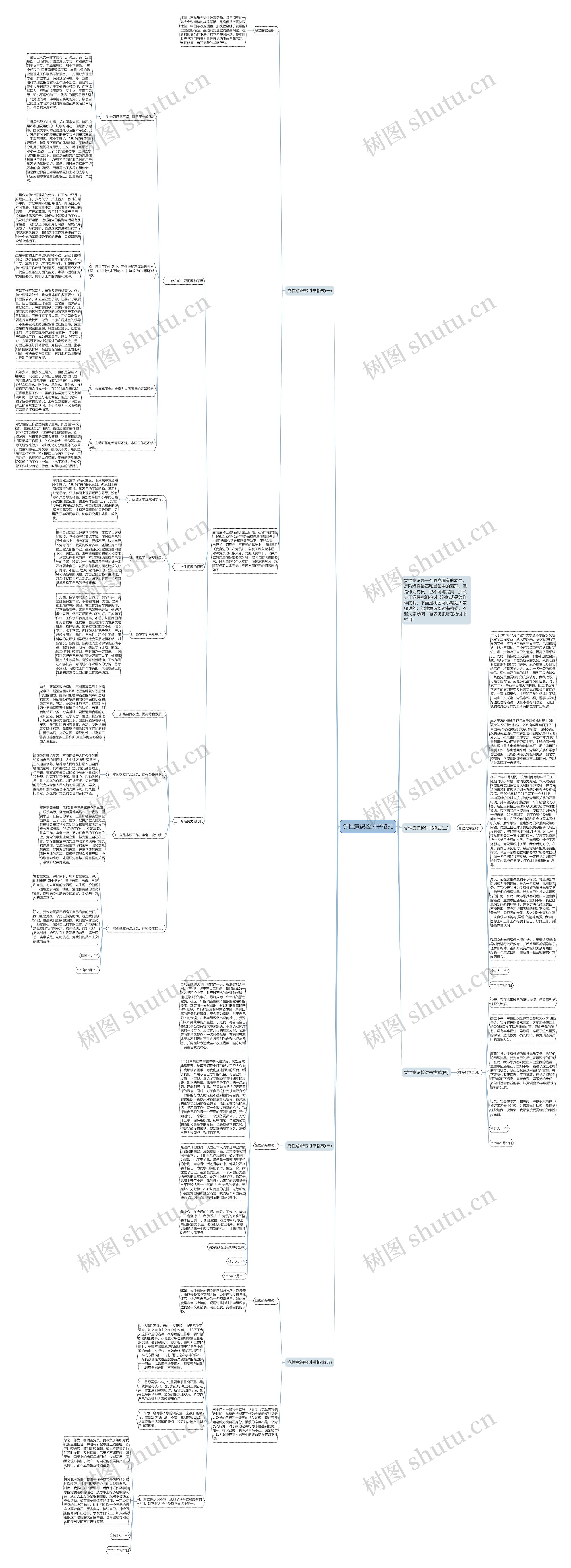 党性意识检讨书格式思维导图