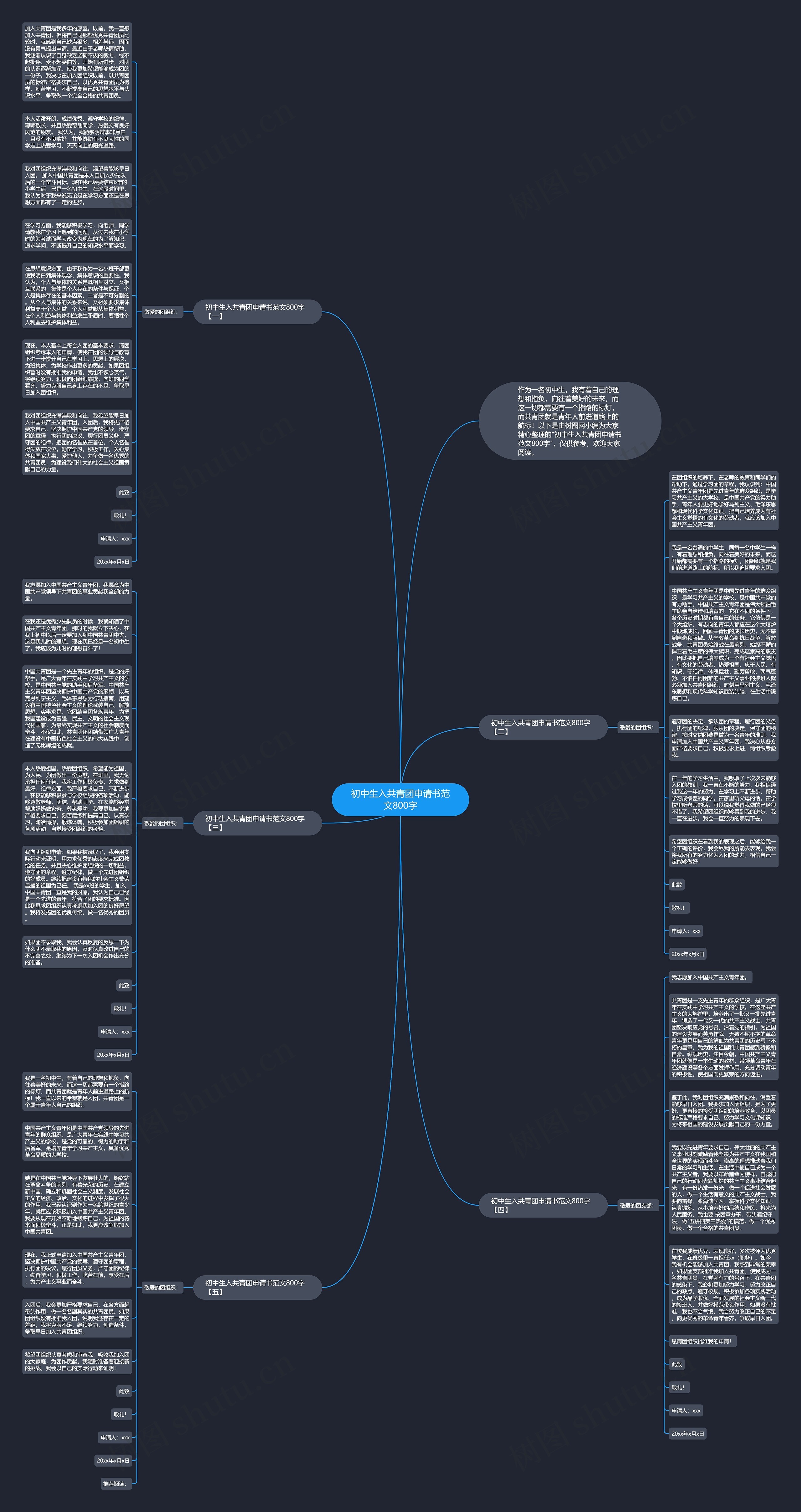 初中生入共青团申请书范文800字思维导图