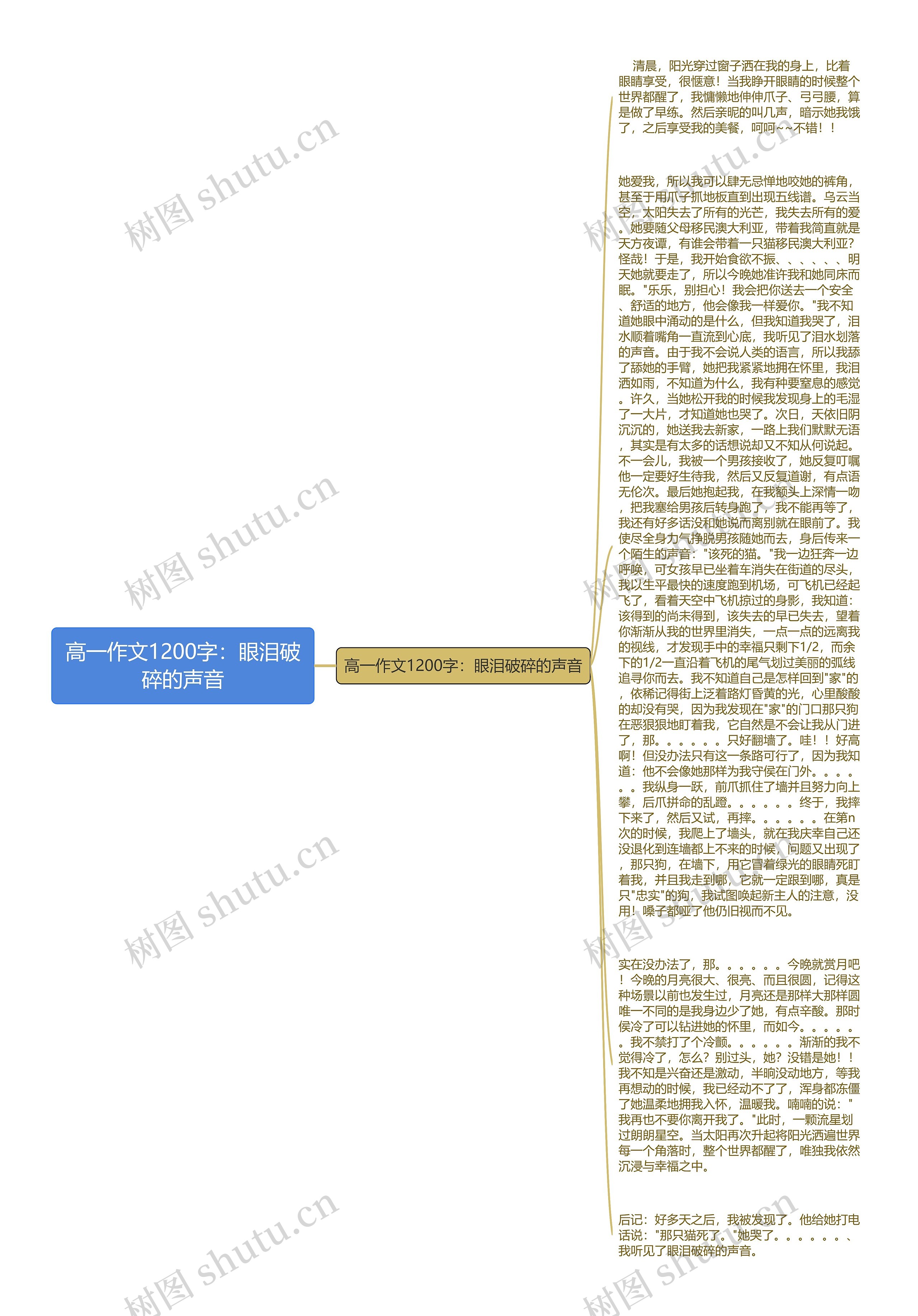 高一作文1200字：眼泪破碎的声音