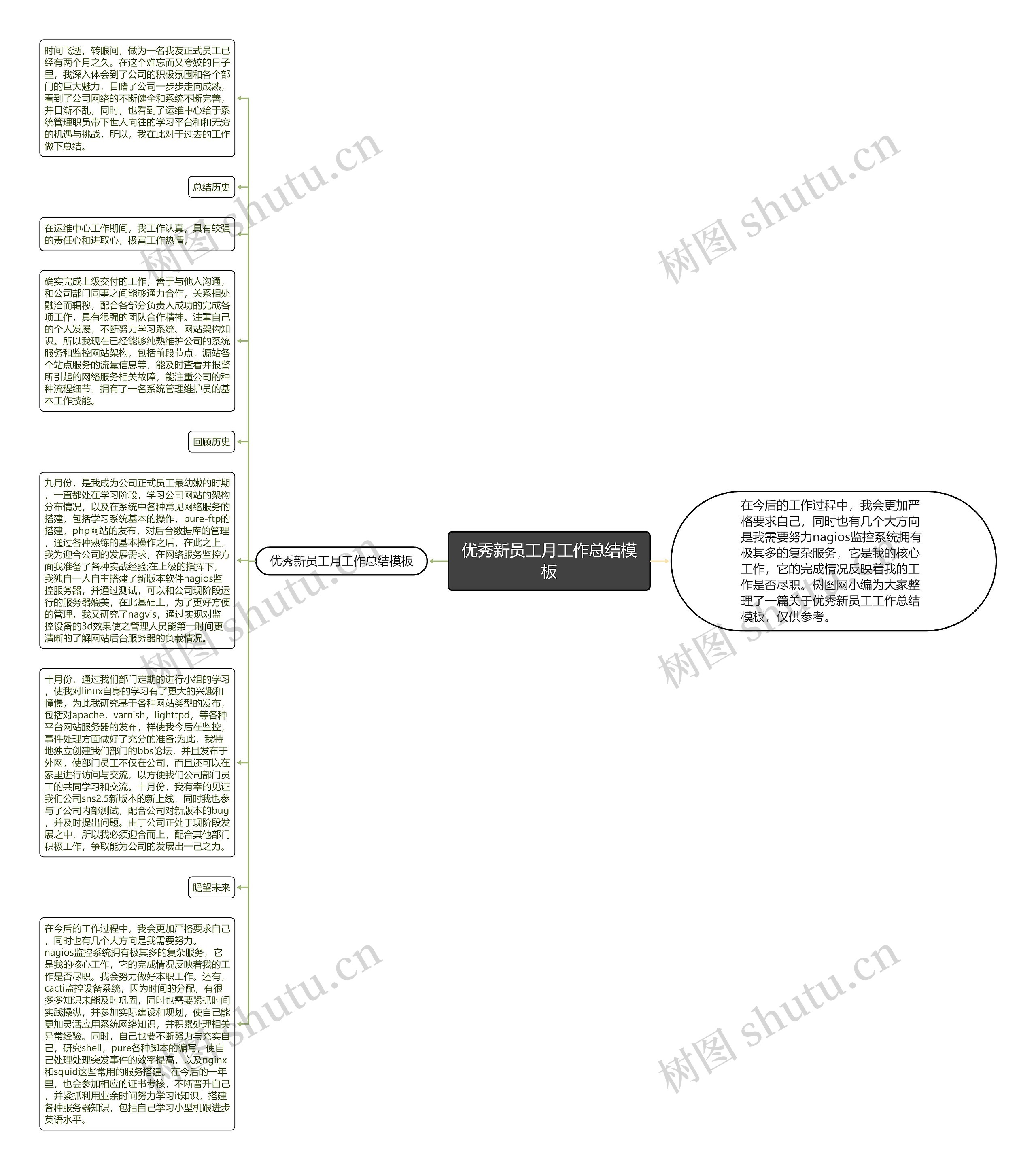 优秀新员工月工作总结思维导图