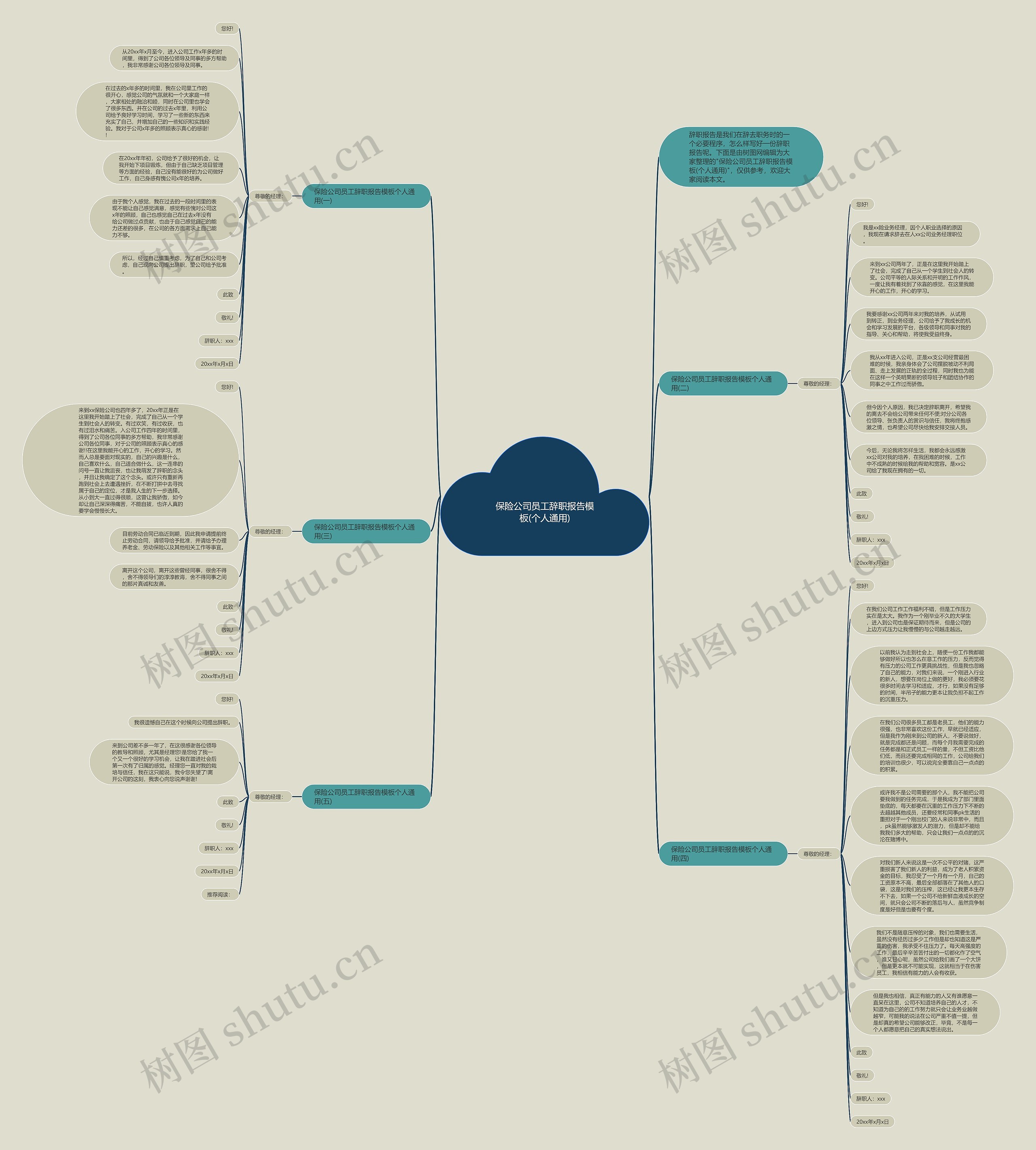 保险公司员工辞职报告(个人通用)思维导图