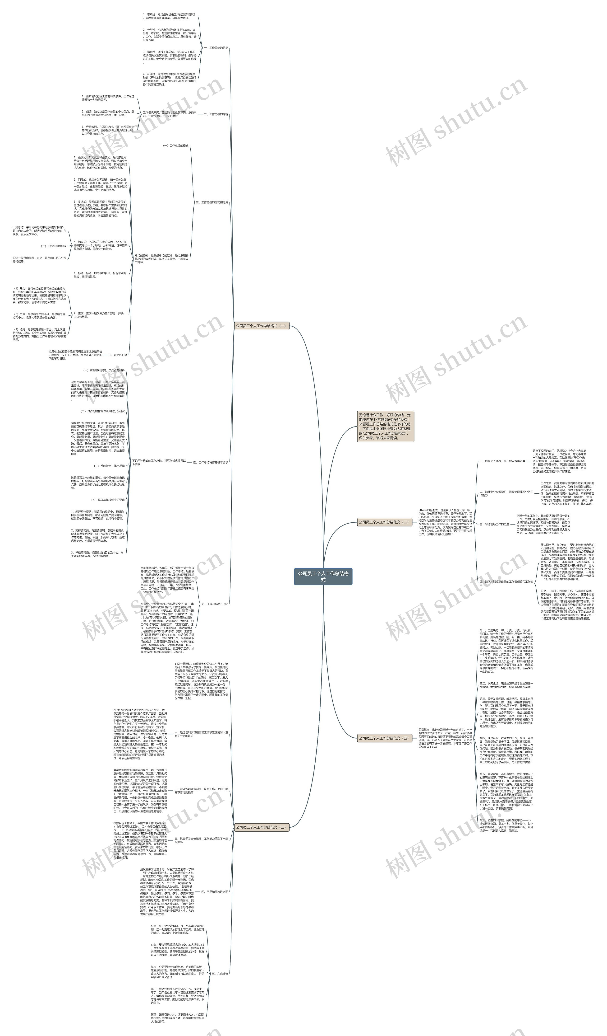 公司员工个人工作总结格式思维导图