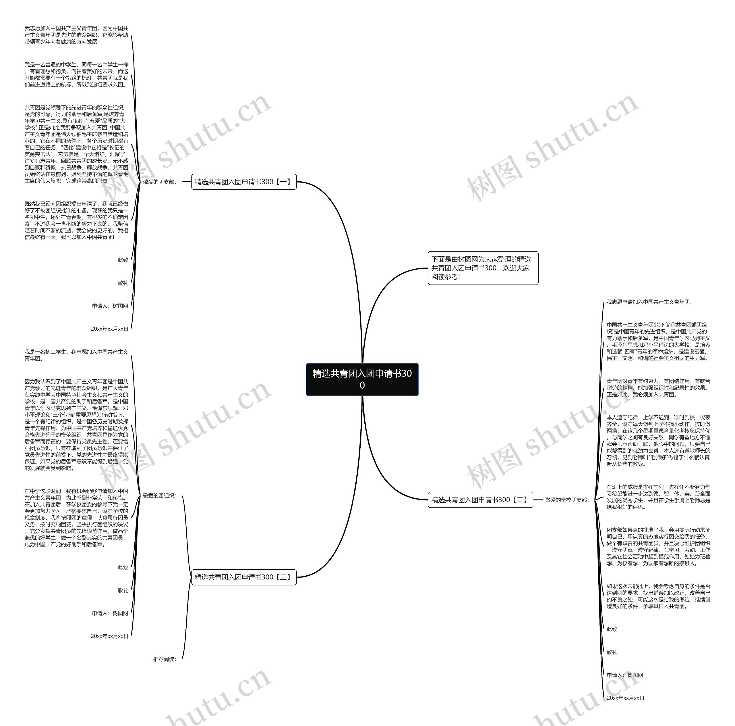 精选共青团入团申请书300思维导图