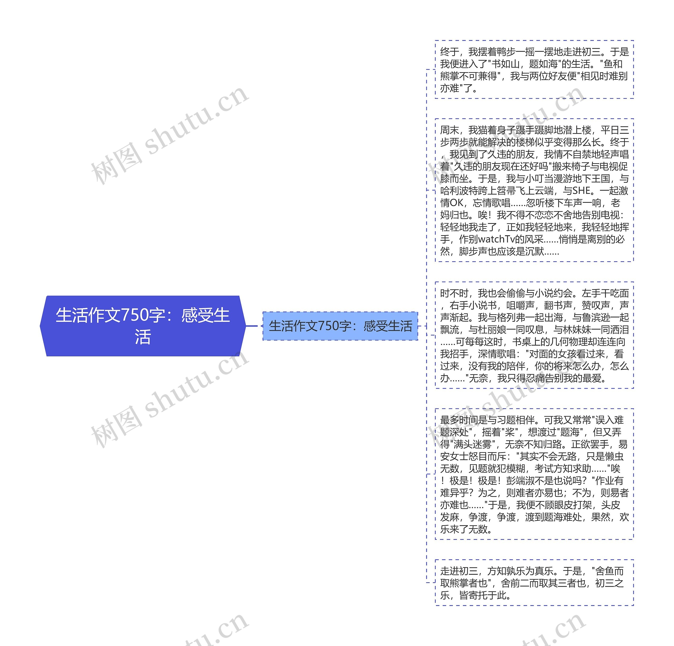 生活作文750字：感受生活思维导图