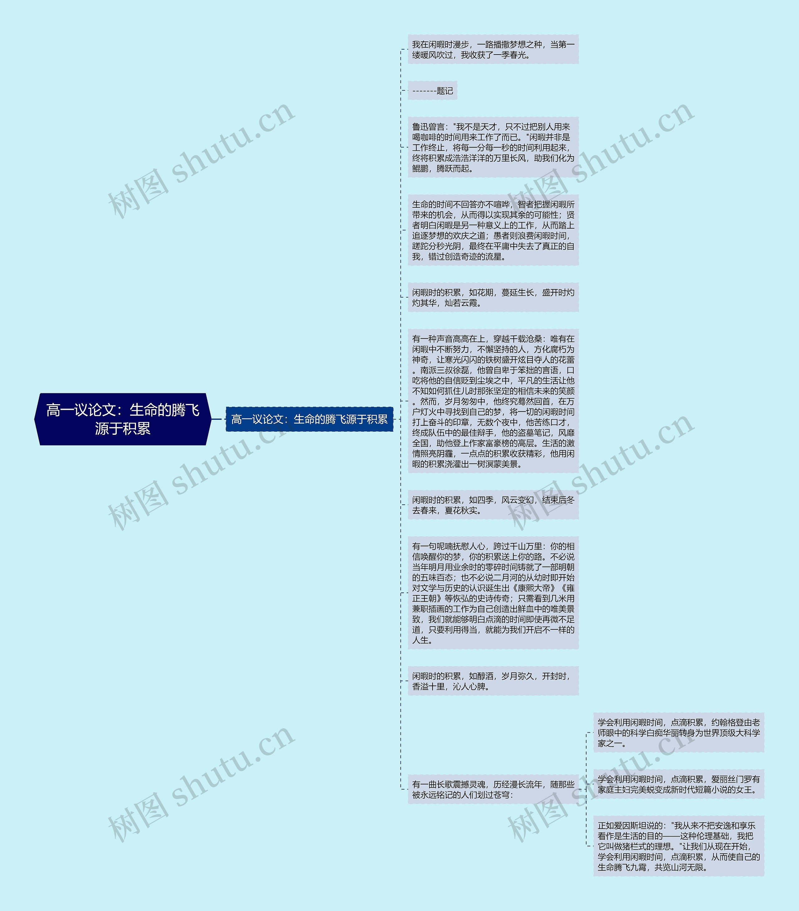 高一议论文：生命的腾飞源于积累思维导图