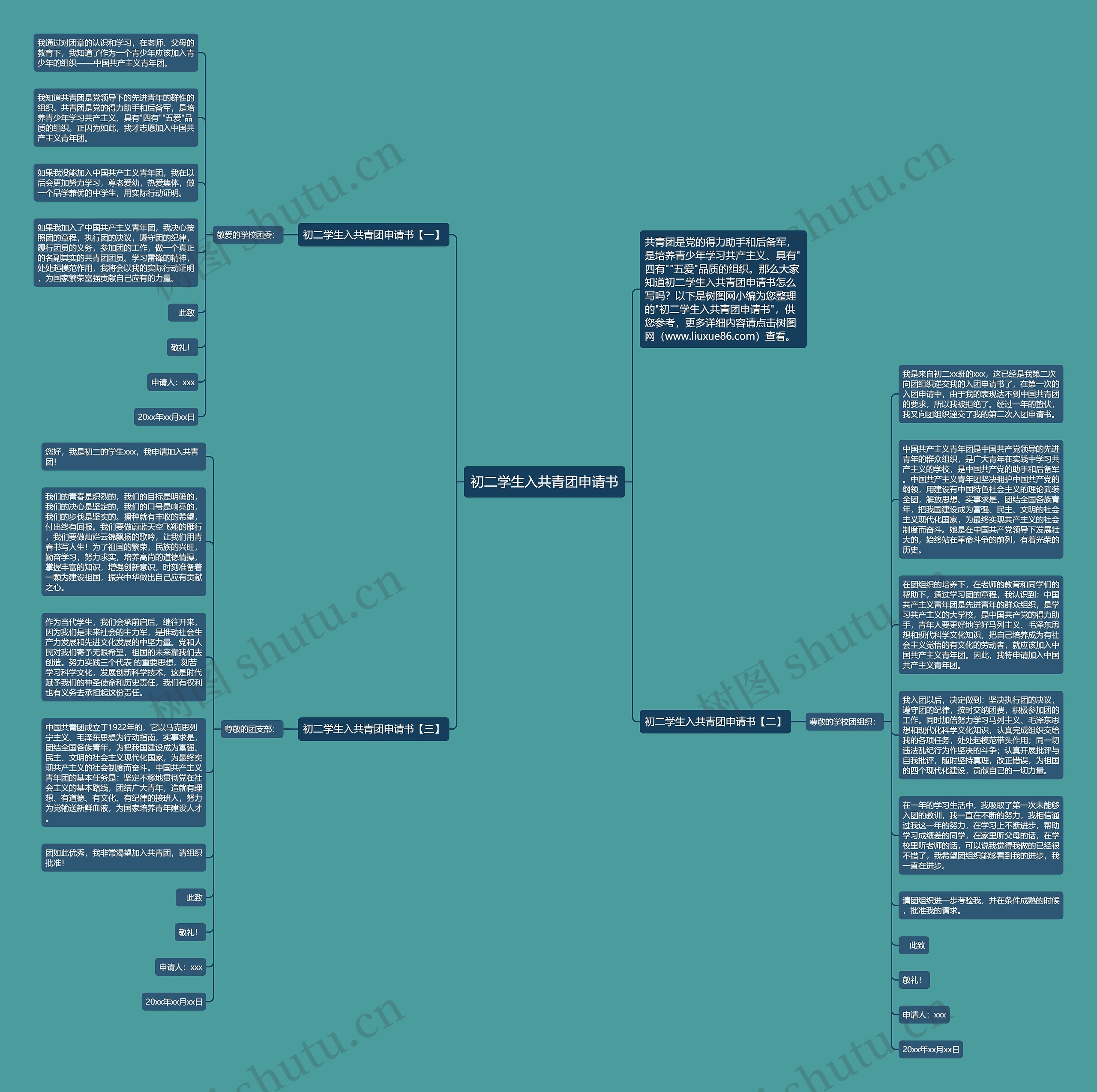 初二学生入共青团申请书思维导图
