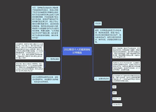 2022职员个人犯错深刻检讨书精选