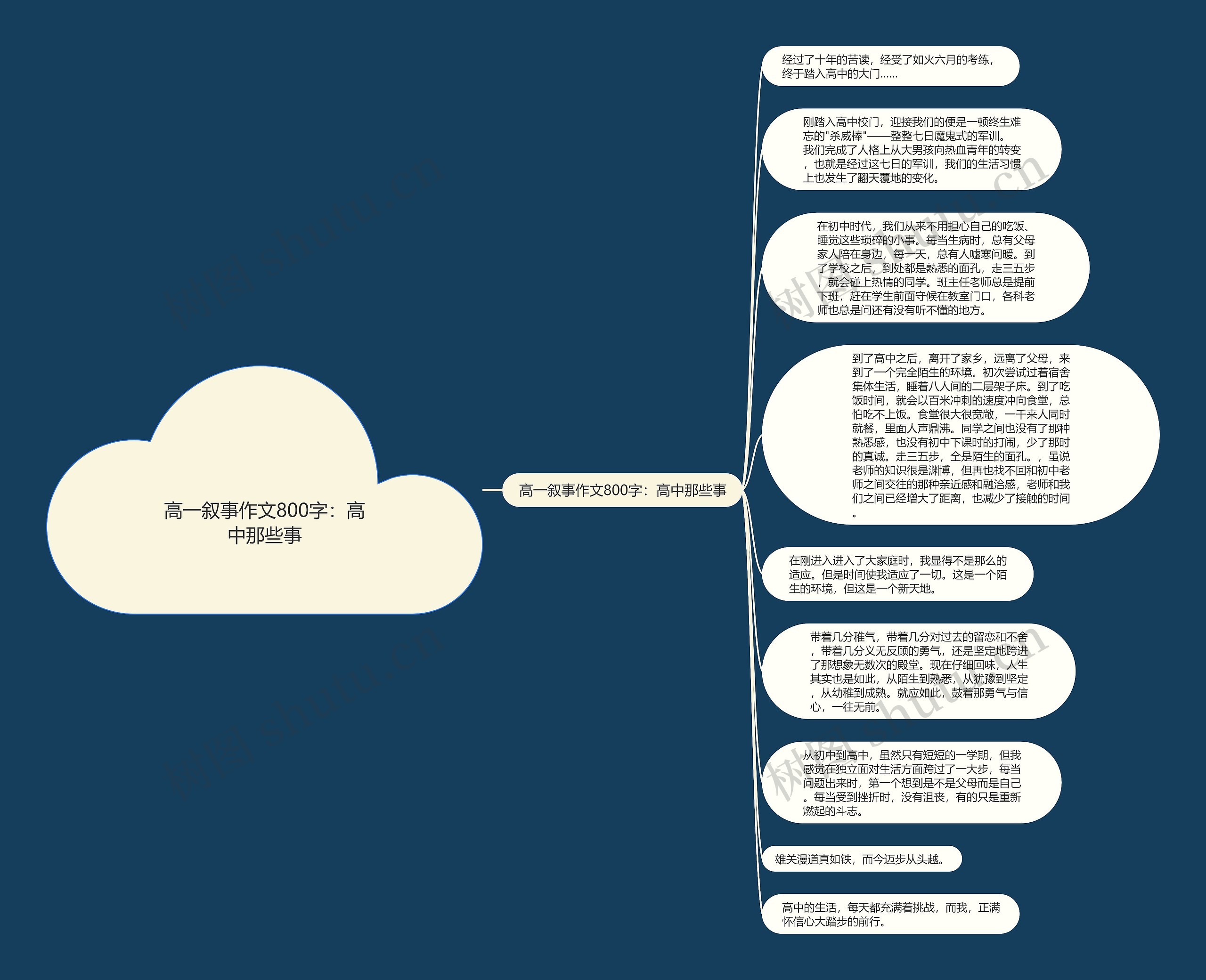 高一叙事作文800字：高中那些事思维导图