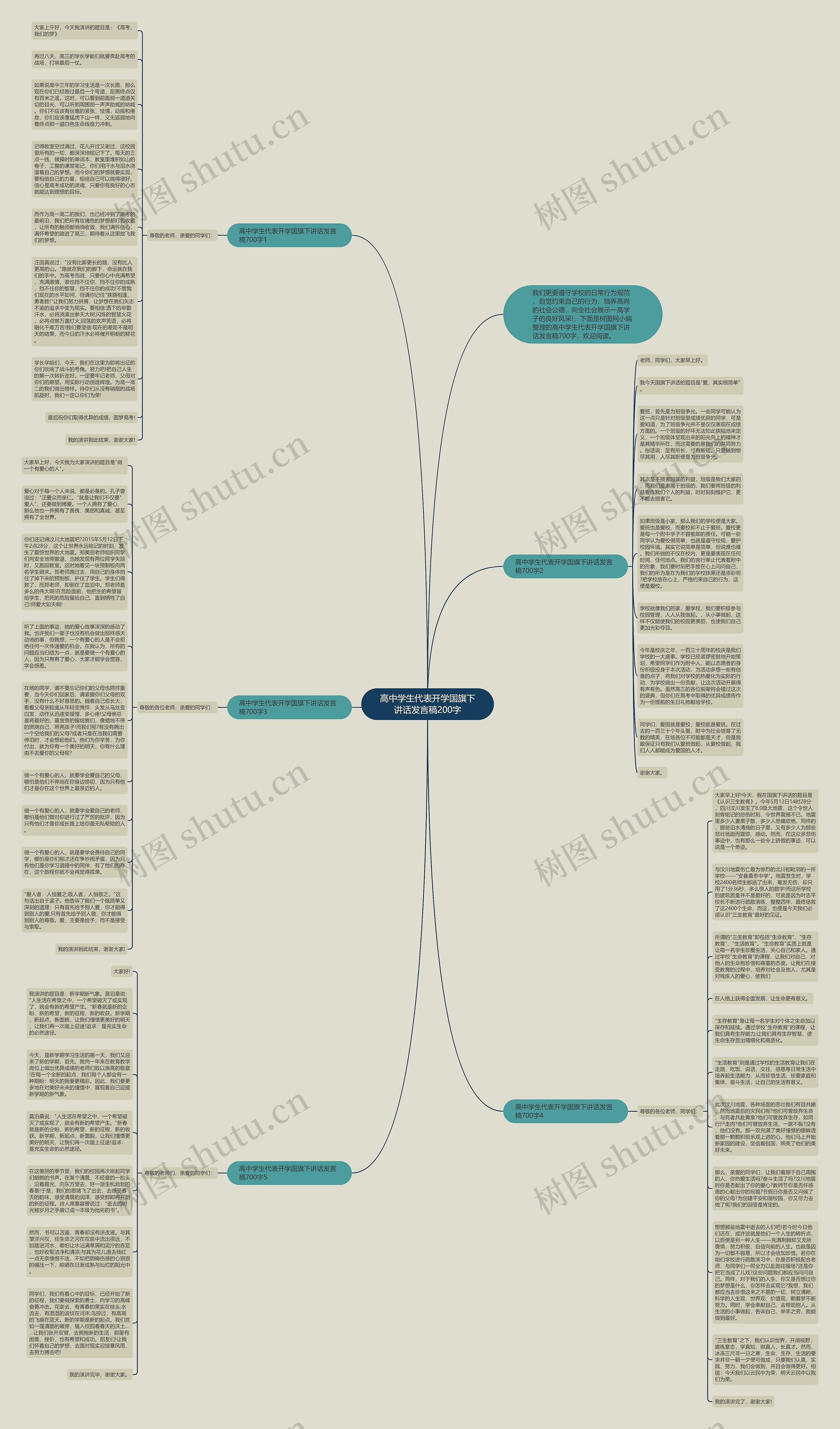 高中学生代表开学国旗下讲话发言稿200字思维导图