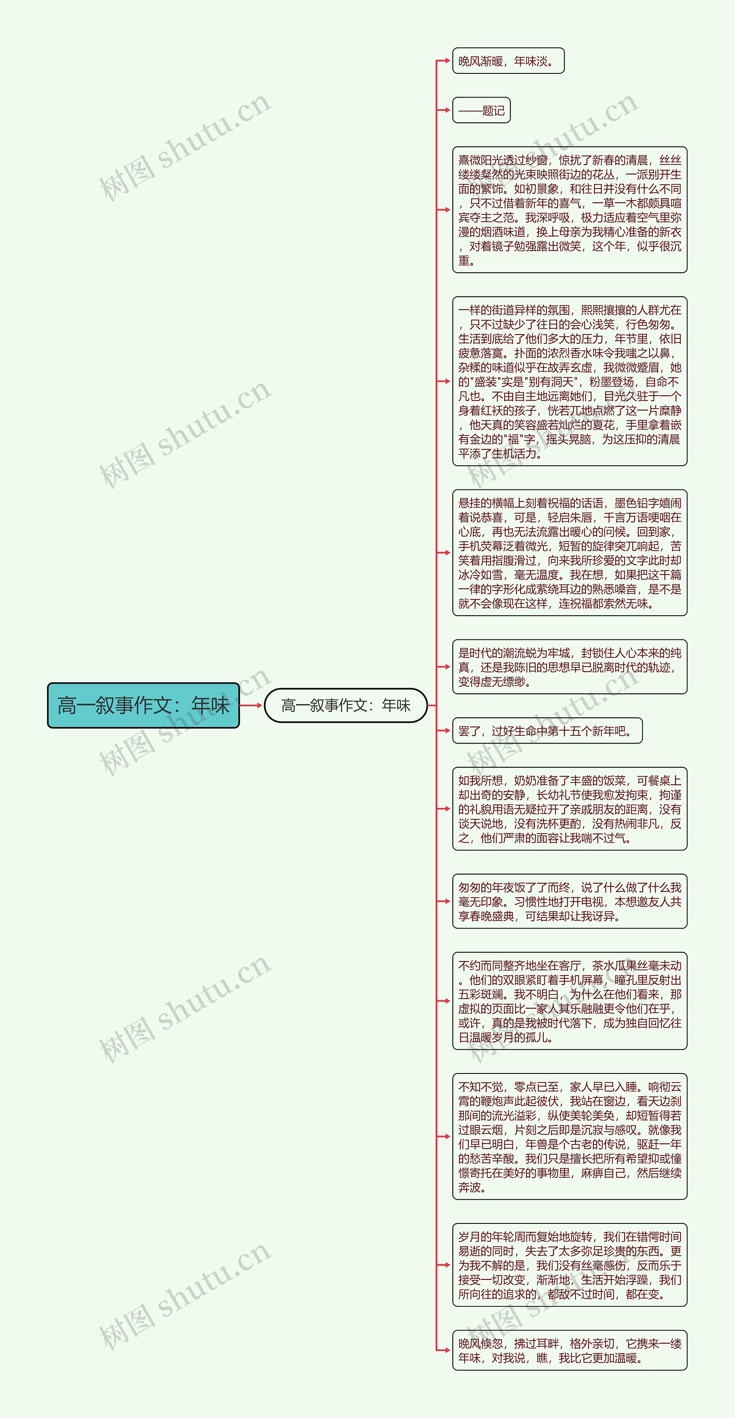 高一叙事作文：年味思维导图