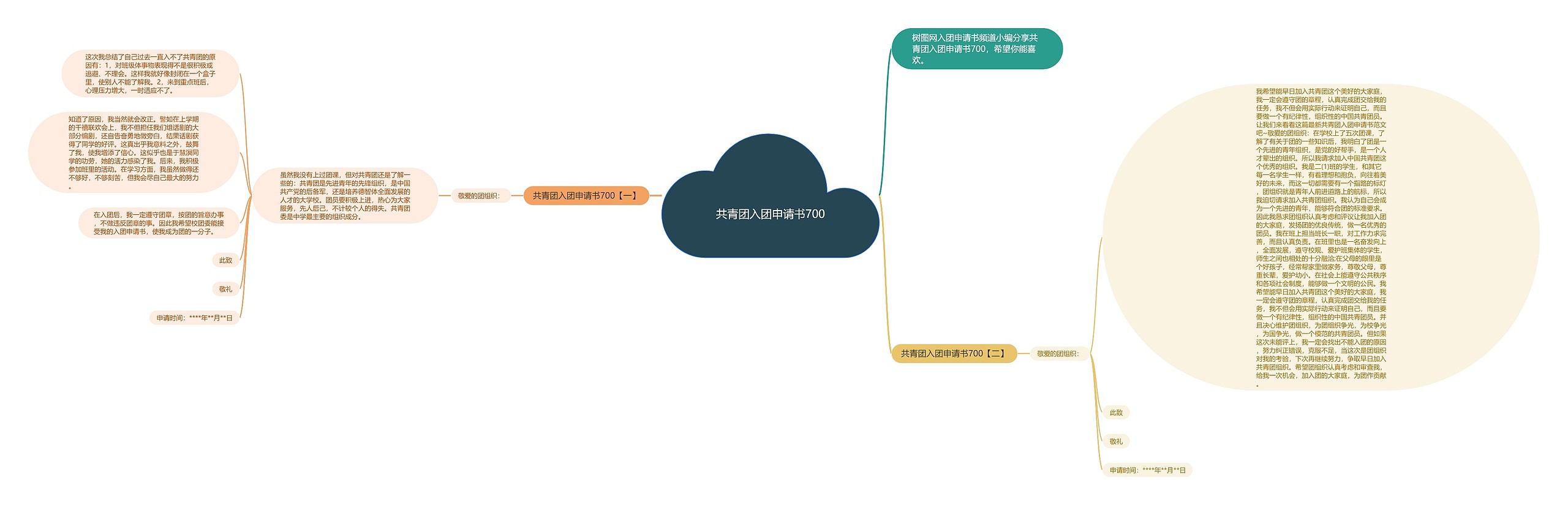 共青团入团申请书700思维导图