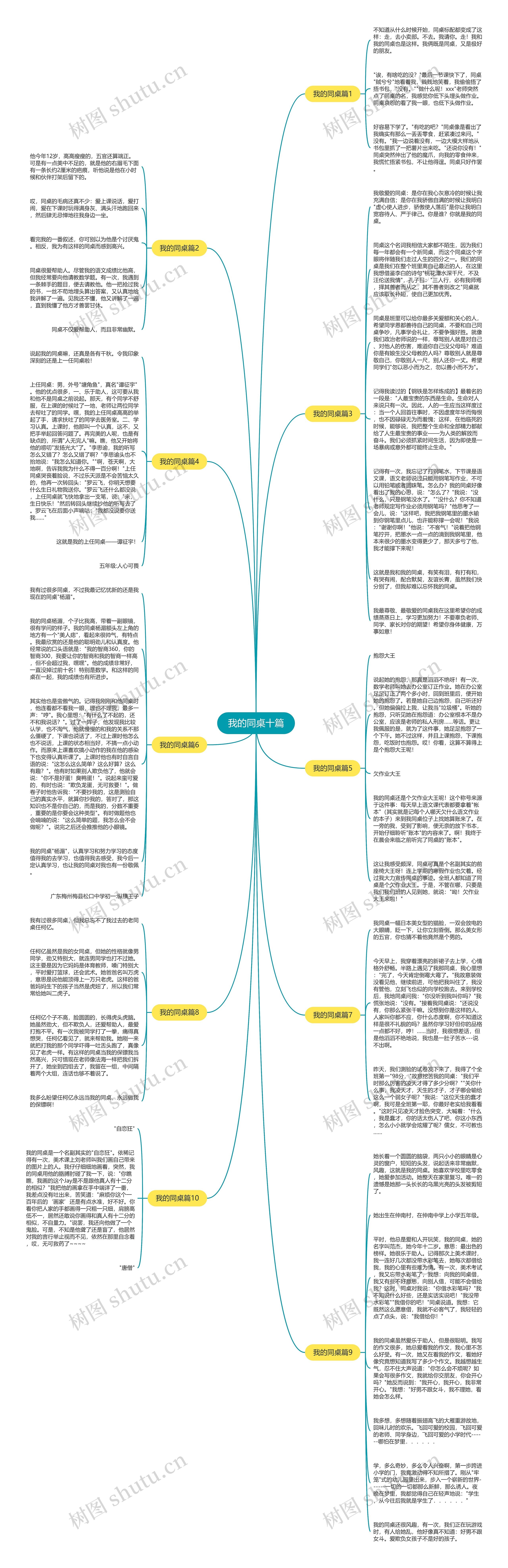 我的同桌十篇思维导图