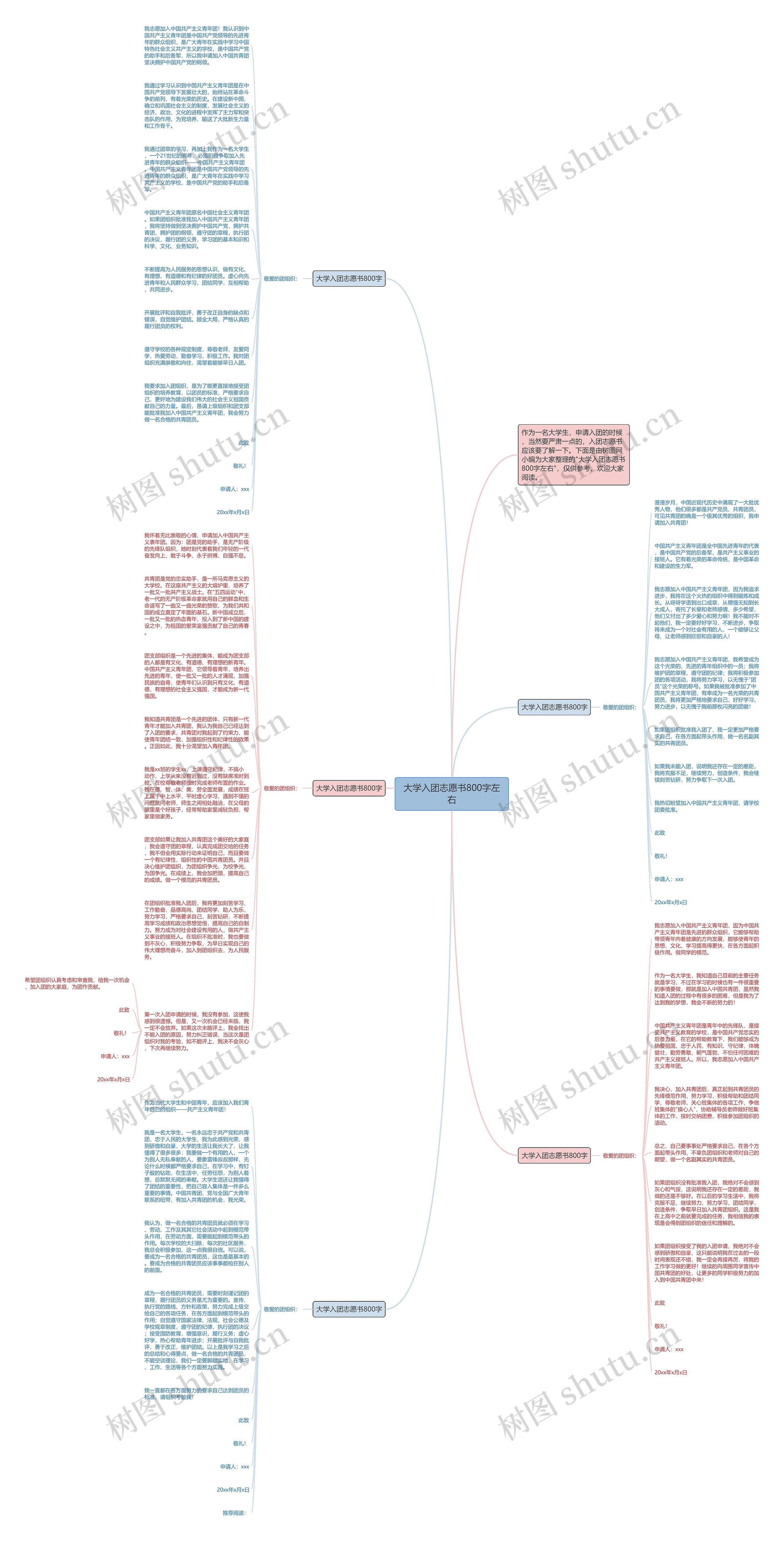 大学入团志愿书800字左右思维导图