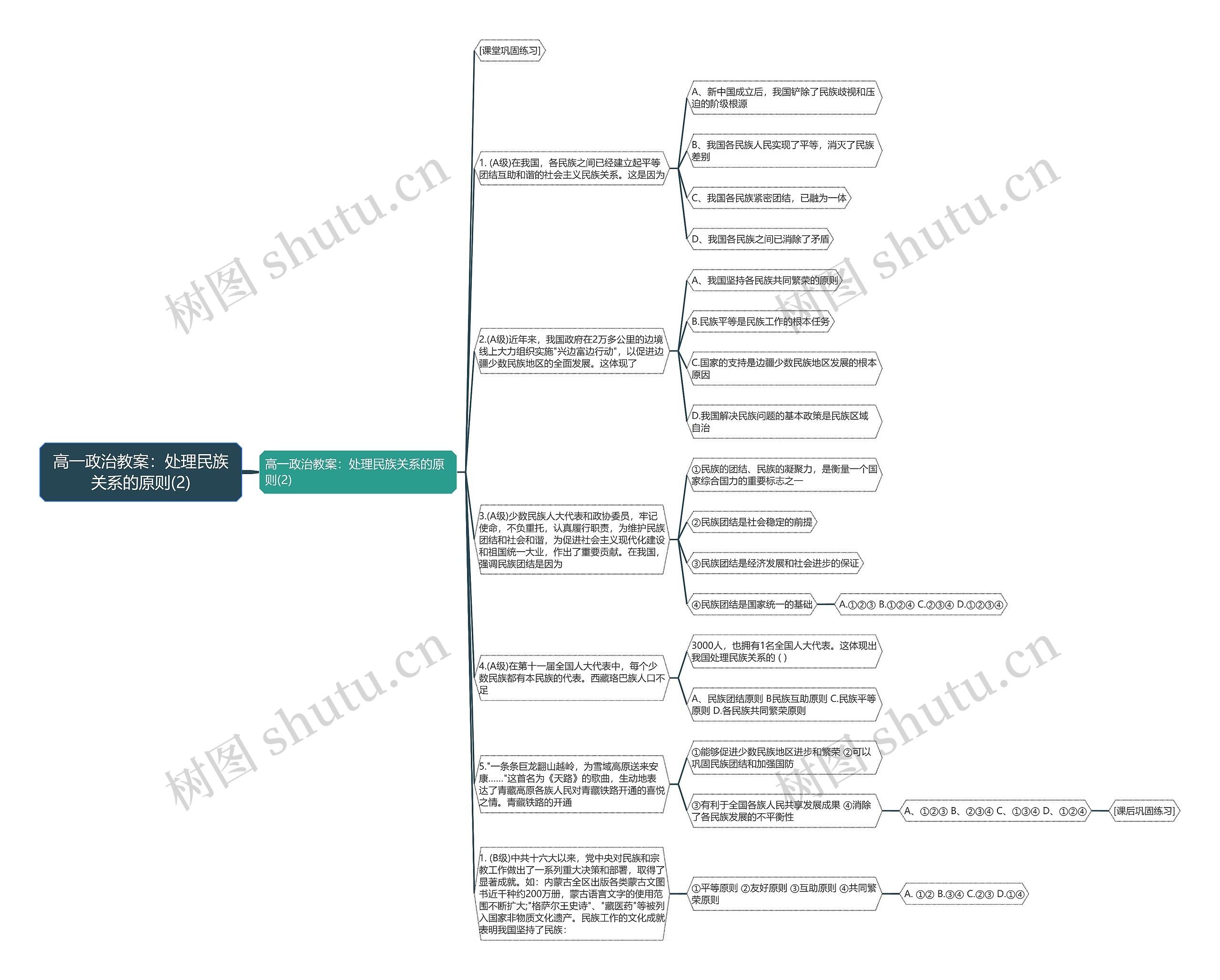 高一政治教案：处理民族关系的原则(2)思维导图