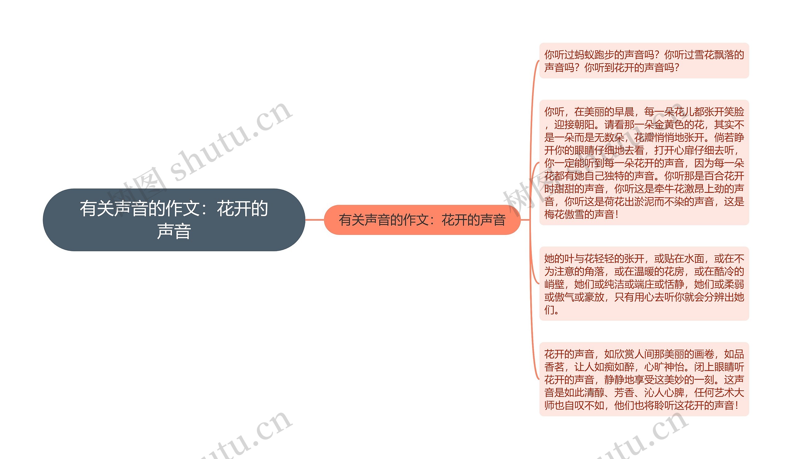 有关声音的作文：花开的声音思维导图