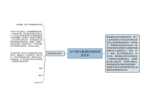 2014银行普通职员辞职报告范本