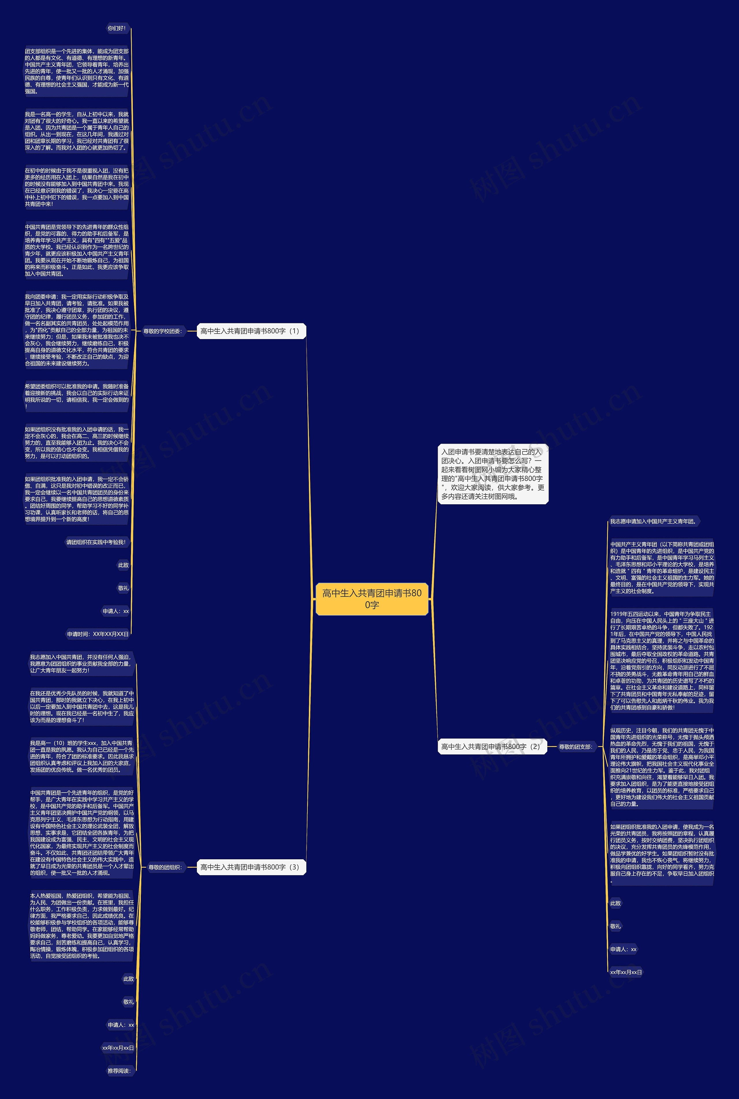 高中生入共青团申请书800字思维导图