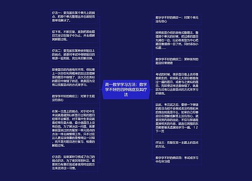 高一数学学习方法:数学学不好的四种病症及其疗法思维导图